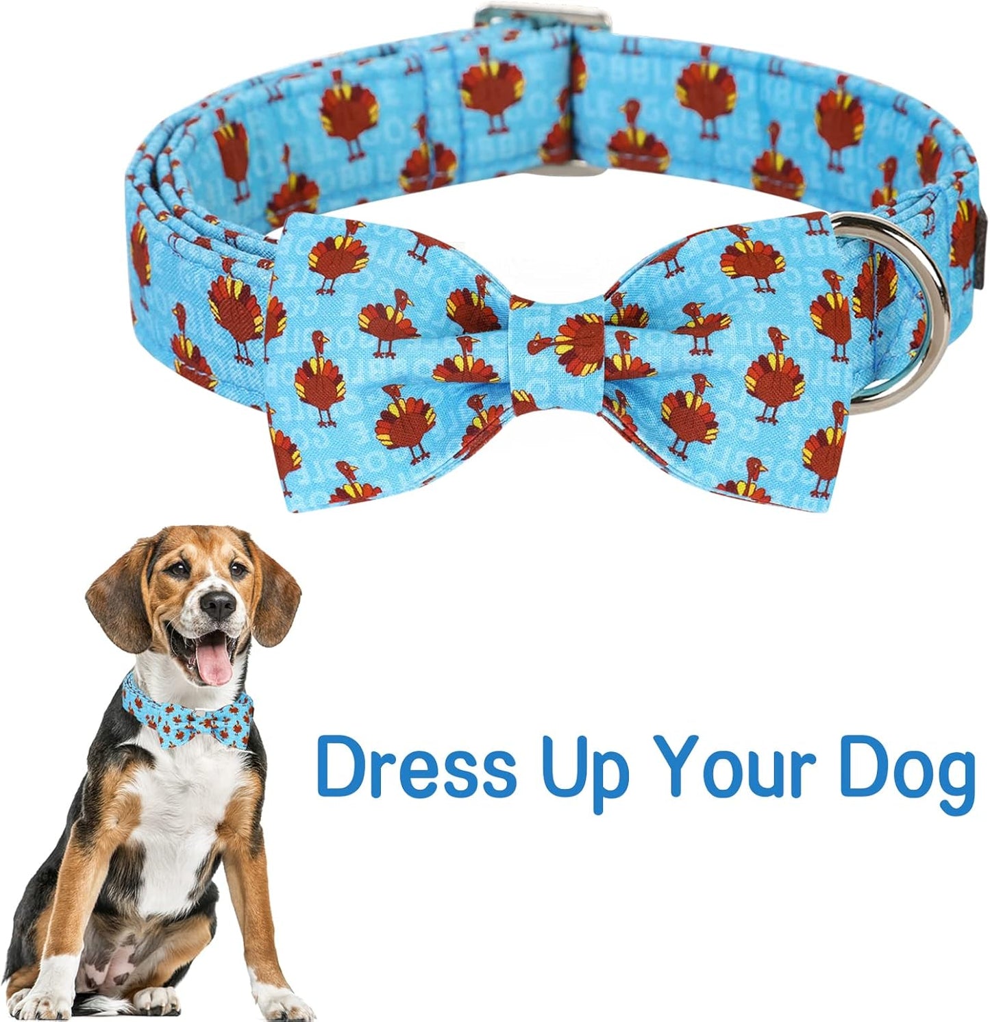 Unique style paws Christmas Dog Collar with Bow Tie Red Elk Cotton Collar Adjustable Puppy Collar for Small Medium Large Dogs-L