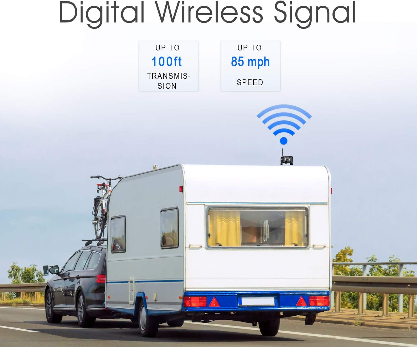 Digital Wireless Backup Camera System Kit, IP69 Waterproof Wireless Rear View Camera + 7’’ LCD Wireless Reverse Monitor for RV/Truck/Trailer/Bus/Camper/5th Wheel (W01-7 inch)