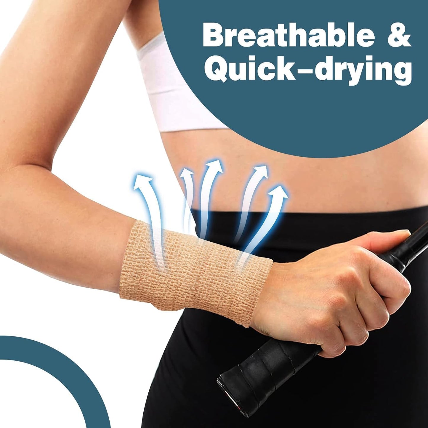 AZEN 120 Pack Self Adhesive Bandage Wrap, 2" X 5 Yards Elastic Cohesive Bandage Wrap, Skin Color Athletic Tape, Vet Wrap, Ankle Tape