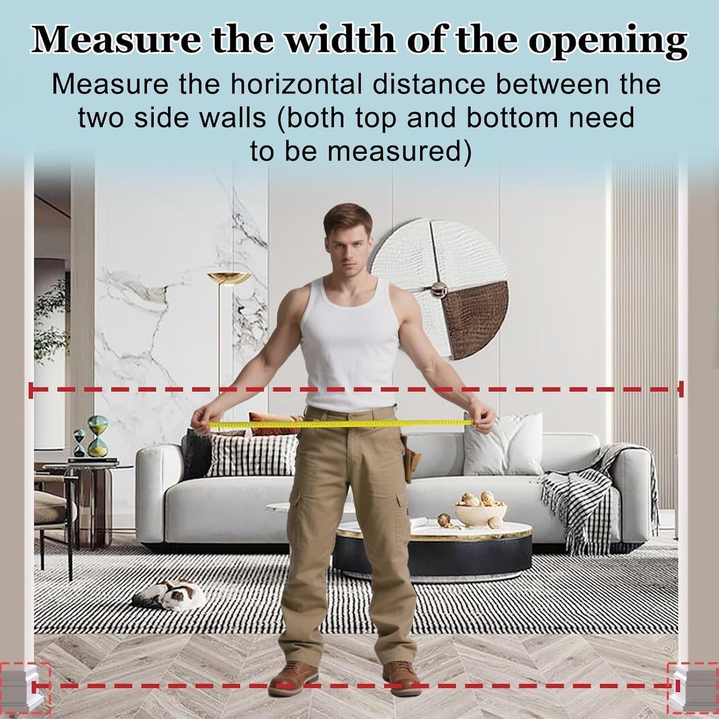 WAOWAO Triple Lock 49.21-66.54" Baby Gate Extra Wide Pressure Mounted Walk Through Swing Auto Close Safety White Metal Dog Pet Puppy for Stairs,Doorways,Kitchen