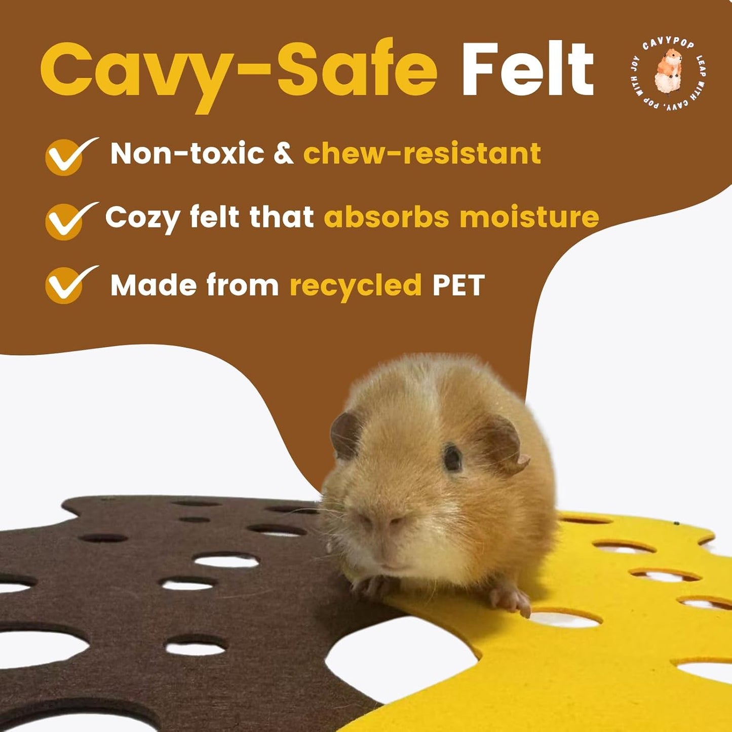 Guinea Pig Tunnels, Foldable Fleece Hideout Beds with Cheese-Hole Design, 2 Pack Modular Tunnel Set for Play and Rest, Brings Comfort and Enrichment to Guinea Pig Cages-Brown&Grey