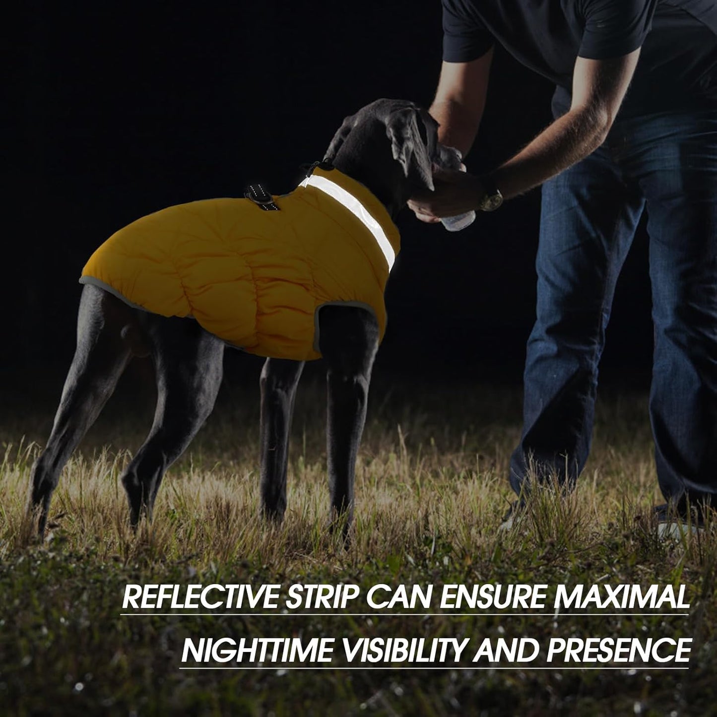 FUAMEY Dog Coat for Small Dogs,Waterproof Dog Winter Jacket with Harness Built in Puppy Cold Weather Coats Reflective Pet Vest with Zipper Warm Fleece Dogs Snowsuit Windproof Yellow XS