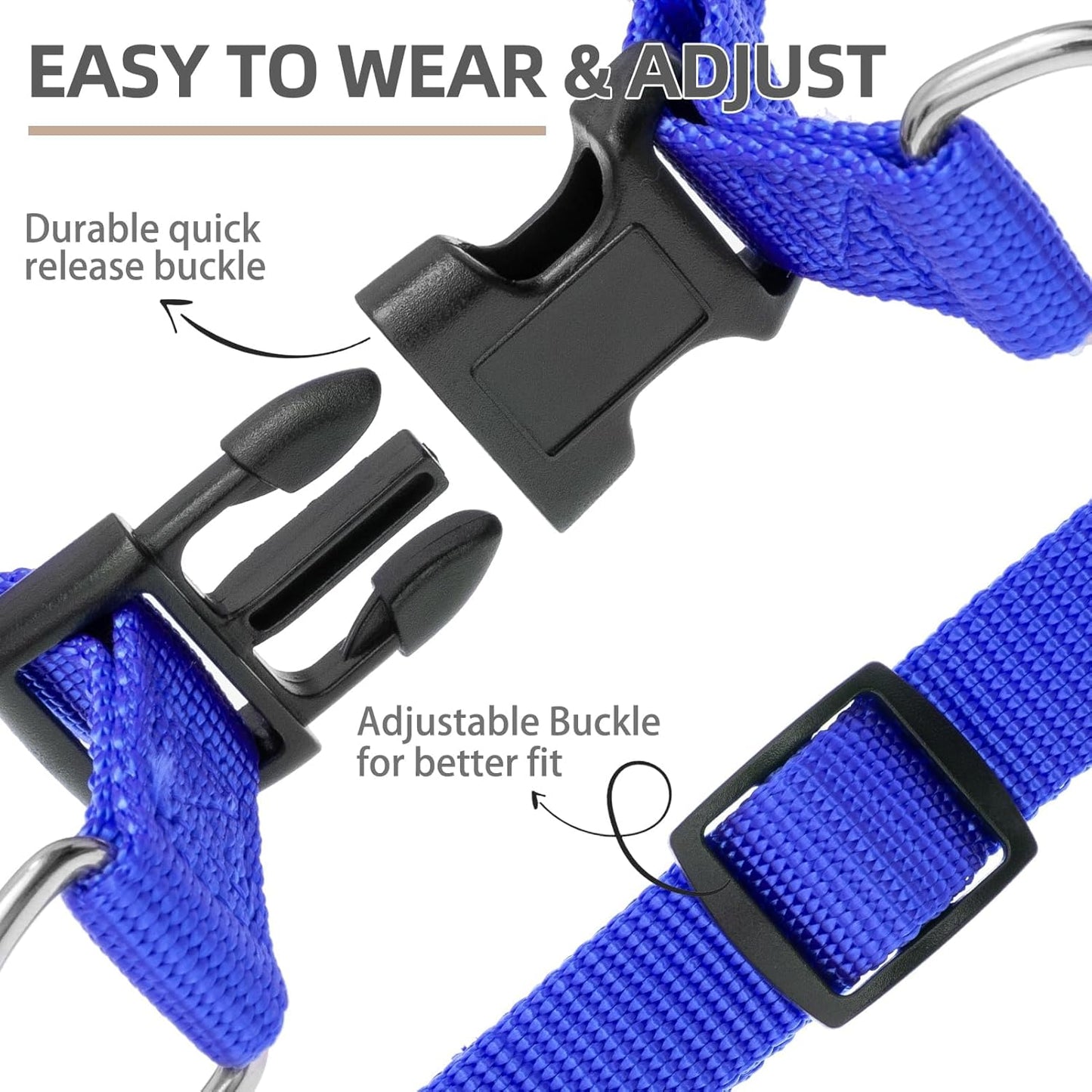 PUPTECK No Pull Dog Harness Soft Adjustable Basic Nylon Step in Puppy Vest Outdoor Walking with ID Tag Medium