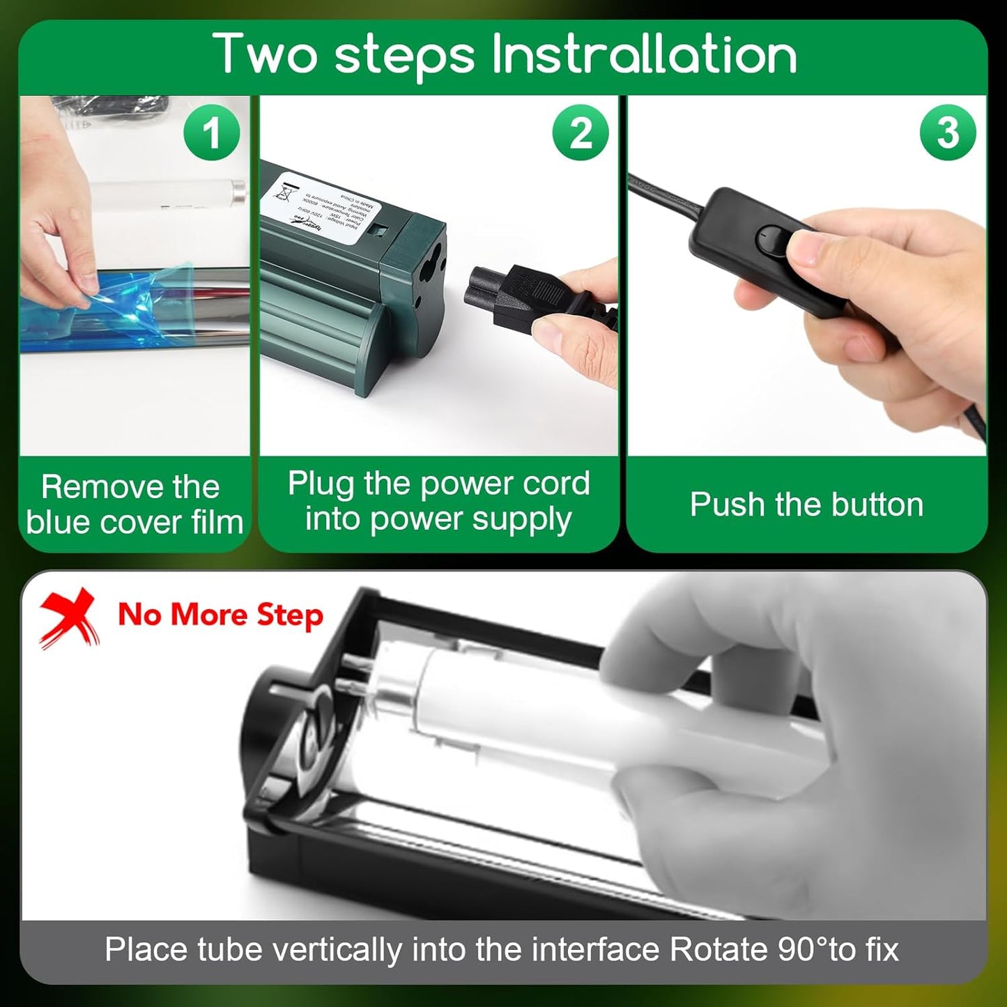 T8 Reptile Light Fixture Combo Kit 17W Light Fixture Jungle Green Reptile Terrarium Hood 10.0 UVB Light Bulb Fluorescent Tube for Bearded Dragon Lizards Tortoise for Tropical and Deserts Reptile lamp