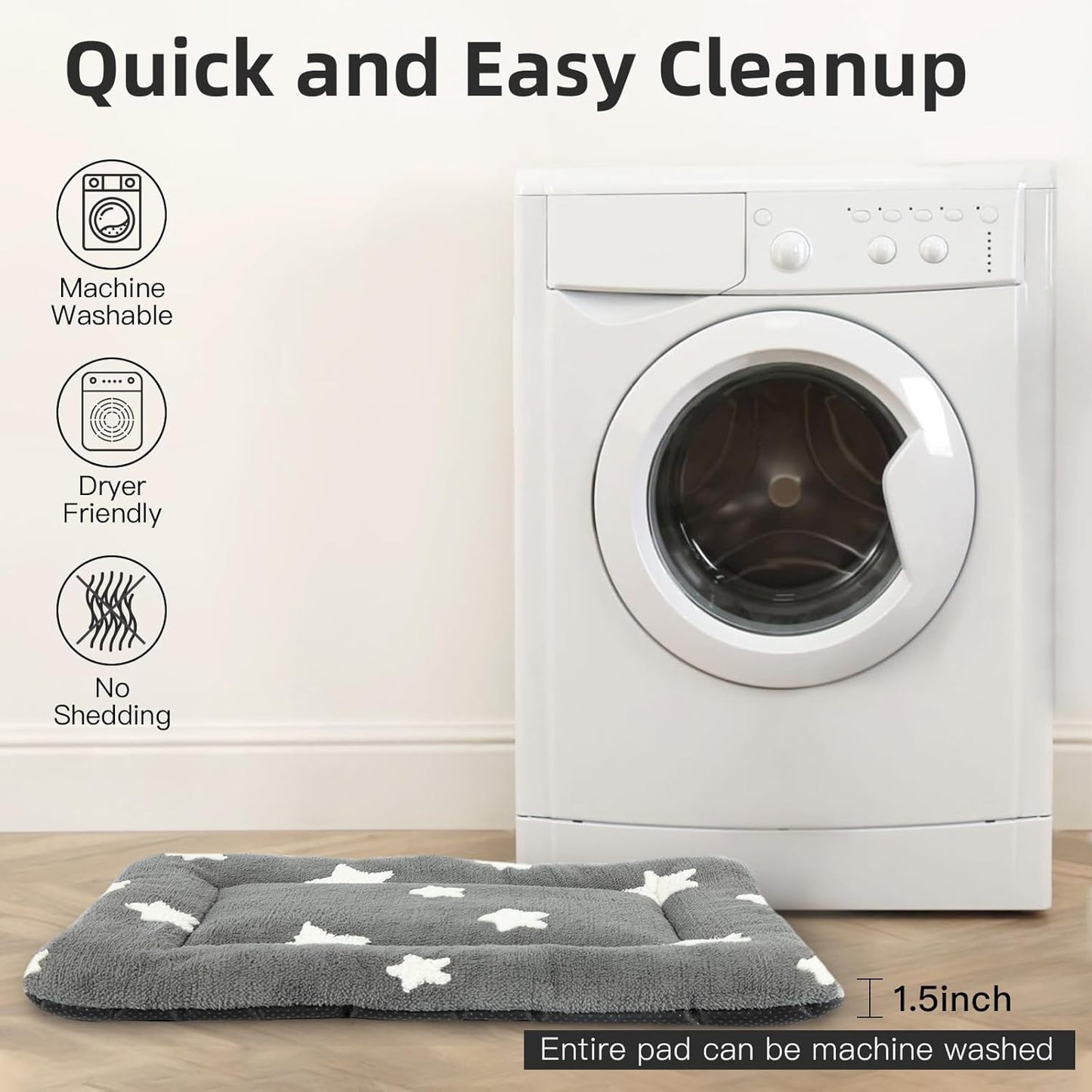 Mora Pets Dog Crate Pad Dog Kennel Bed Mat for Large Dogs Washable Cute Star Pet Bed for 36 inch Cage Ultra Soft Flat Puppy Cat Cushion for Cozy Sleeping Anti-Slip Grey 36 x 23