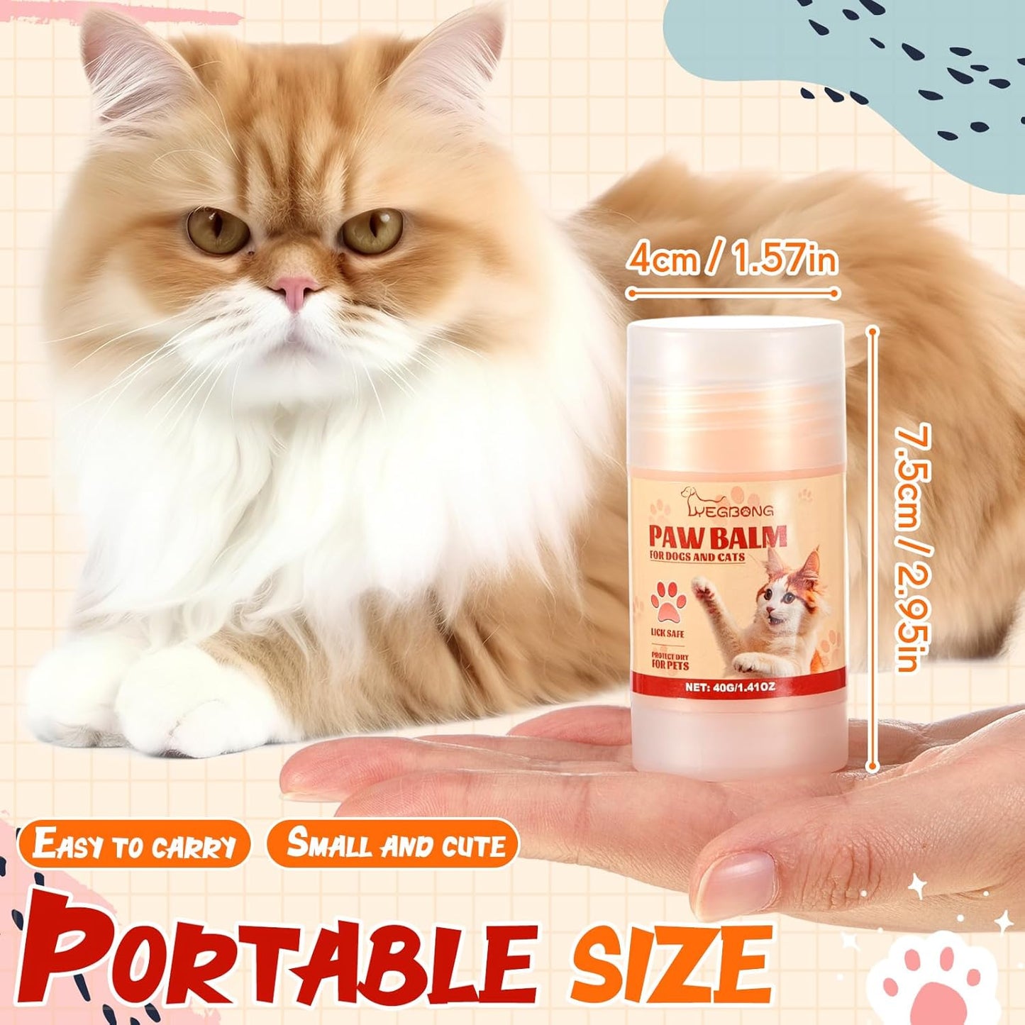 Cat Paw Butter 1.4 oz Balm for Cats Dogs Dry Noses and Cracked Paws Dog Cat Soother Balm Natural Butter for Dry Noses