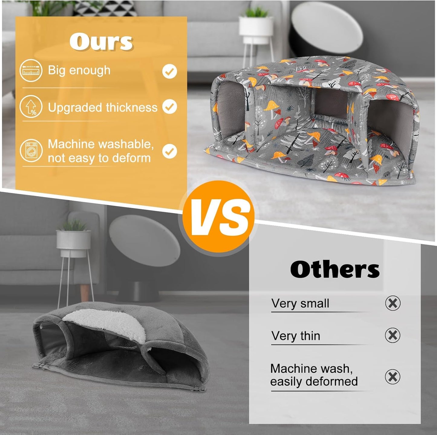 Unicorn Catcher Guinea Pig Hideout - Large Cozy Bed, Warm House, Washable Tunnel Accessories for Small Pets: Hamster, Chinchilla, Bunny