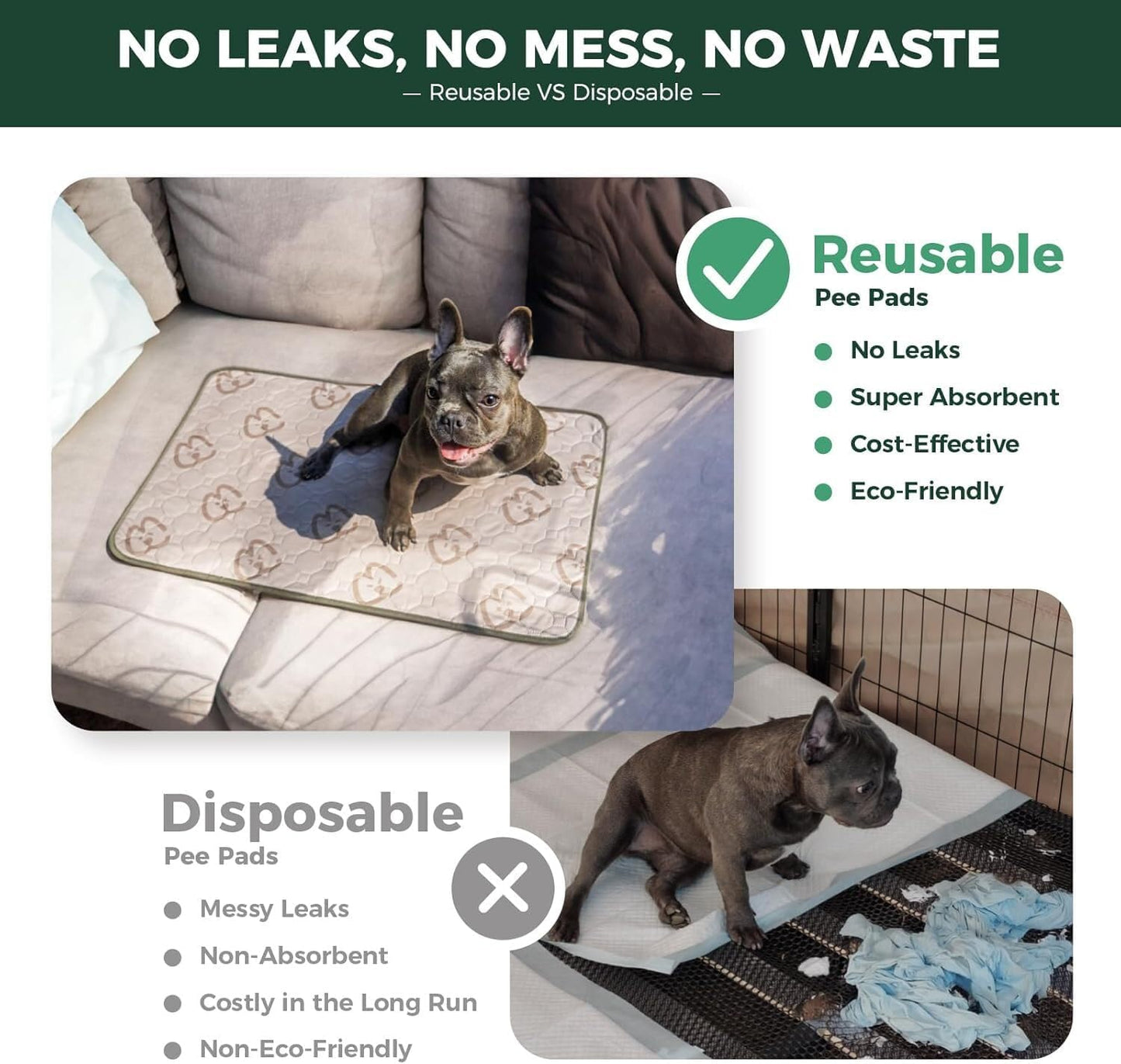 FXW Washable Pee Pads for Dogs, Puppy Pads with Super Absorbent, Specifically Designed for Whelping Box, 39" Round, Khaki, 2 Packs