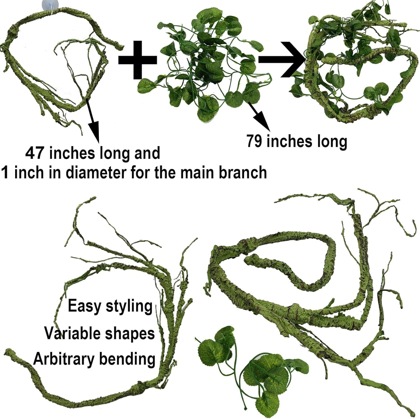 Reptile Plants for Bearded Dragon Tank Accessories, Terrarium Plant Artificial Decor for Snake Cage, Fake Plant for Leopard Gecko Habitat, Lizard Chameleon Ball Pythons (Group BP)