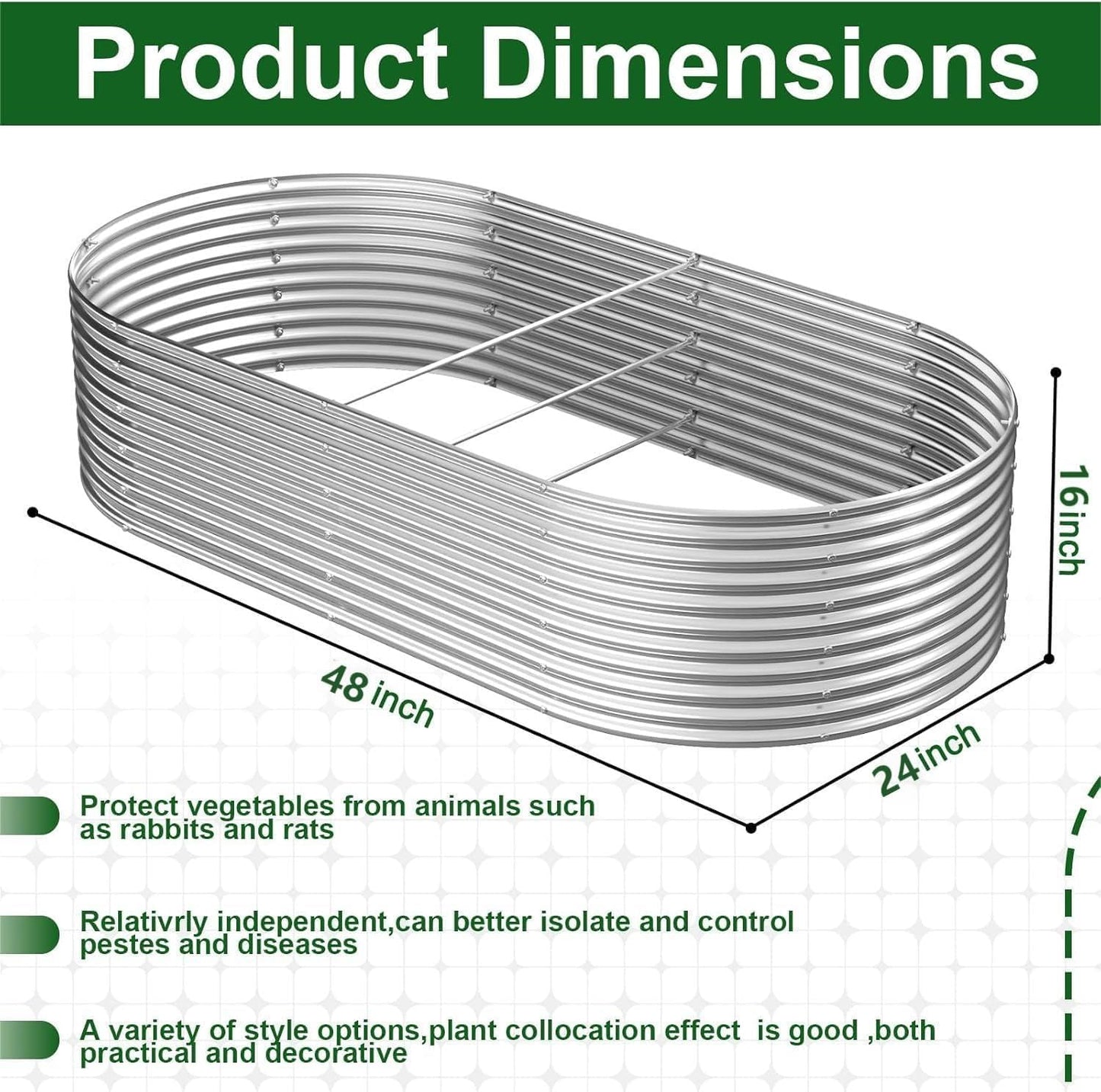 FRIZIONE 2pcs Tall 4x2ft Galvanized Raised Garden Bed Outdoor,Steel Garden Bed for Vegetables,Above Ground Garden Box for Flower,Metal Raised Beds for Gardening