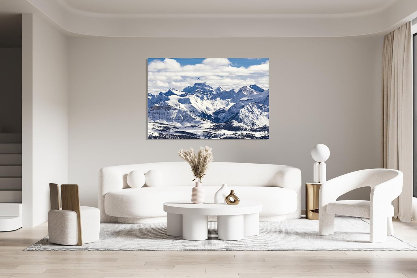 Nature Wall Art Prints - Ocean Forest Mountain Lake Canvas Landscapes - Small to Extra Large Living Room Bedroom Kitchen Bathroom Décor (Snowy Mountains Landscape, 35L" x 53W")