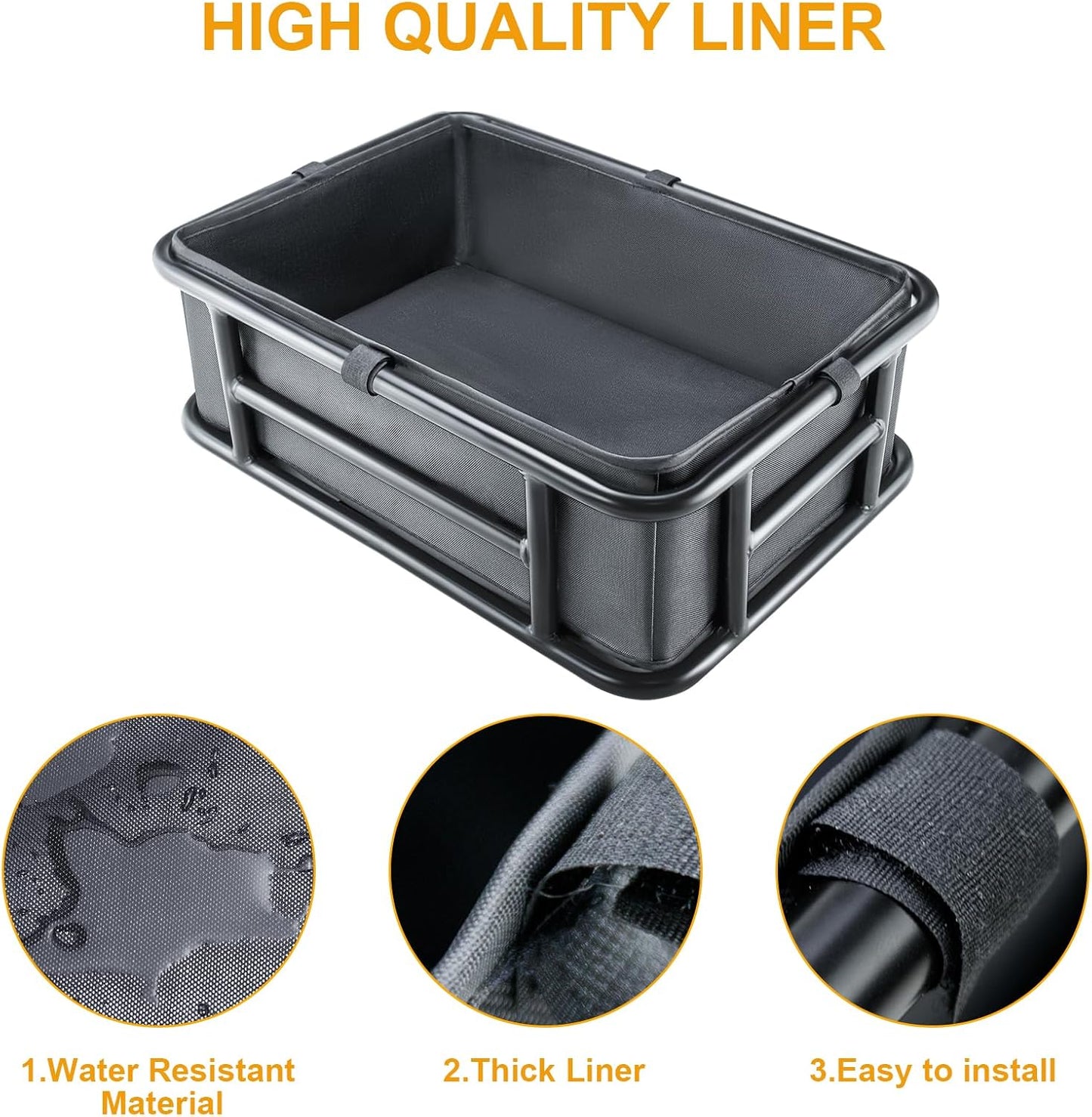 Bike Basket Rear with Liner,Waterproof Cover,Cargo Net Large Rear Bike Basket,Heavy Duty Bicycle Rear Basket for Electric Bike, Ebike,Great for Bike Trip,Carrying Grocery,Ball,Dog