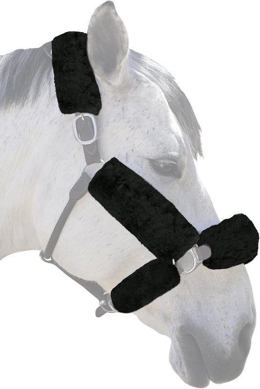 ECP Equine Comfort Products Merino Sheepskin Halter Fleece Set for Horses, 100% Natural Wool, Chafe Protection, Breathable Relief & Cushioned Comfort, Machine Washable, 6-Piece Set