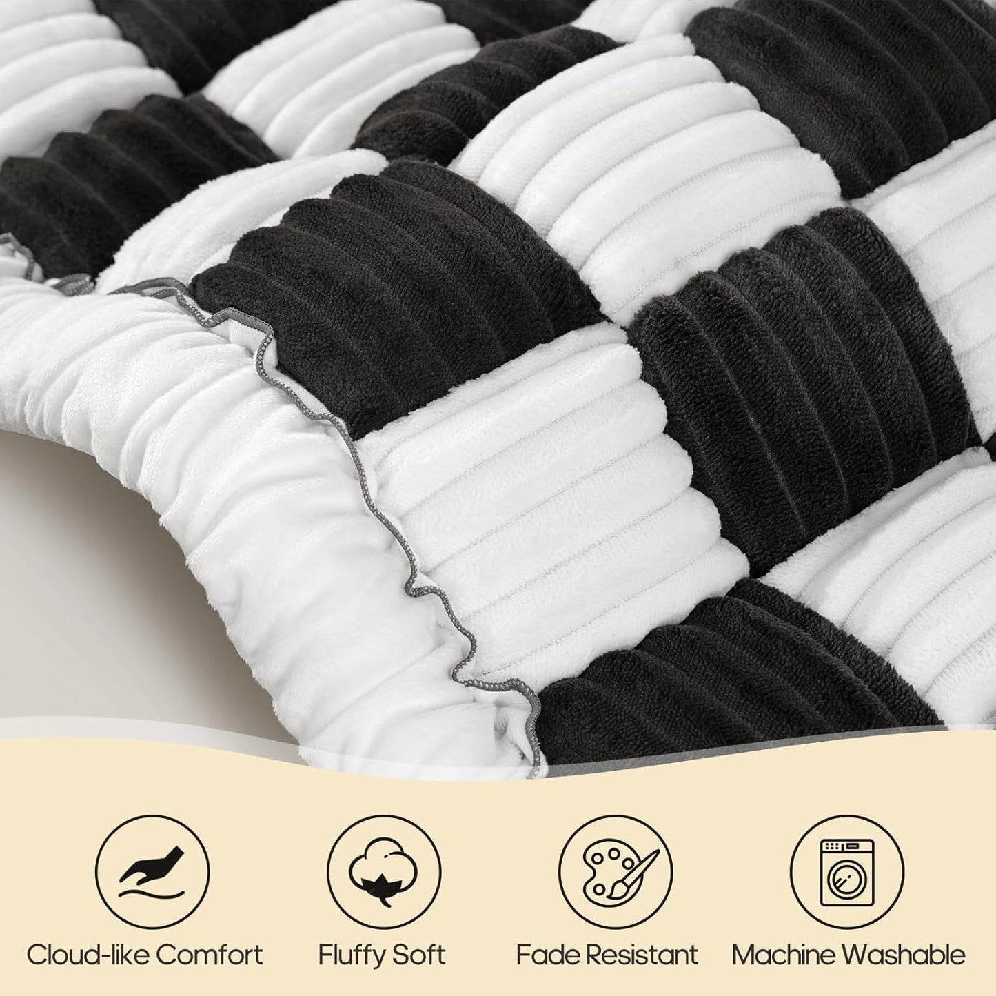 Backseat Pet Bed Mat, Non-Slip Plaid Dog Bed for Car Back Seat, Flannel Backseat Dog Bed, Fit for Backseat Extenders and Trucks SUVs (Black&White, 24.8x54 inch)