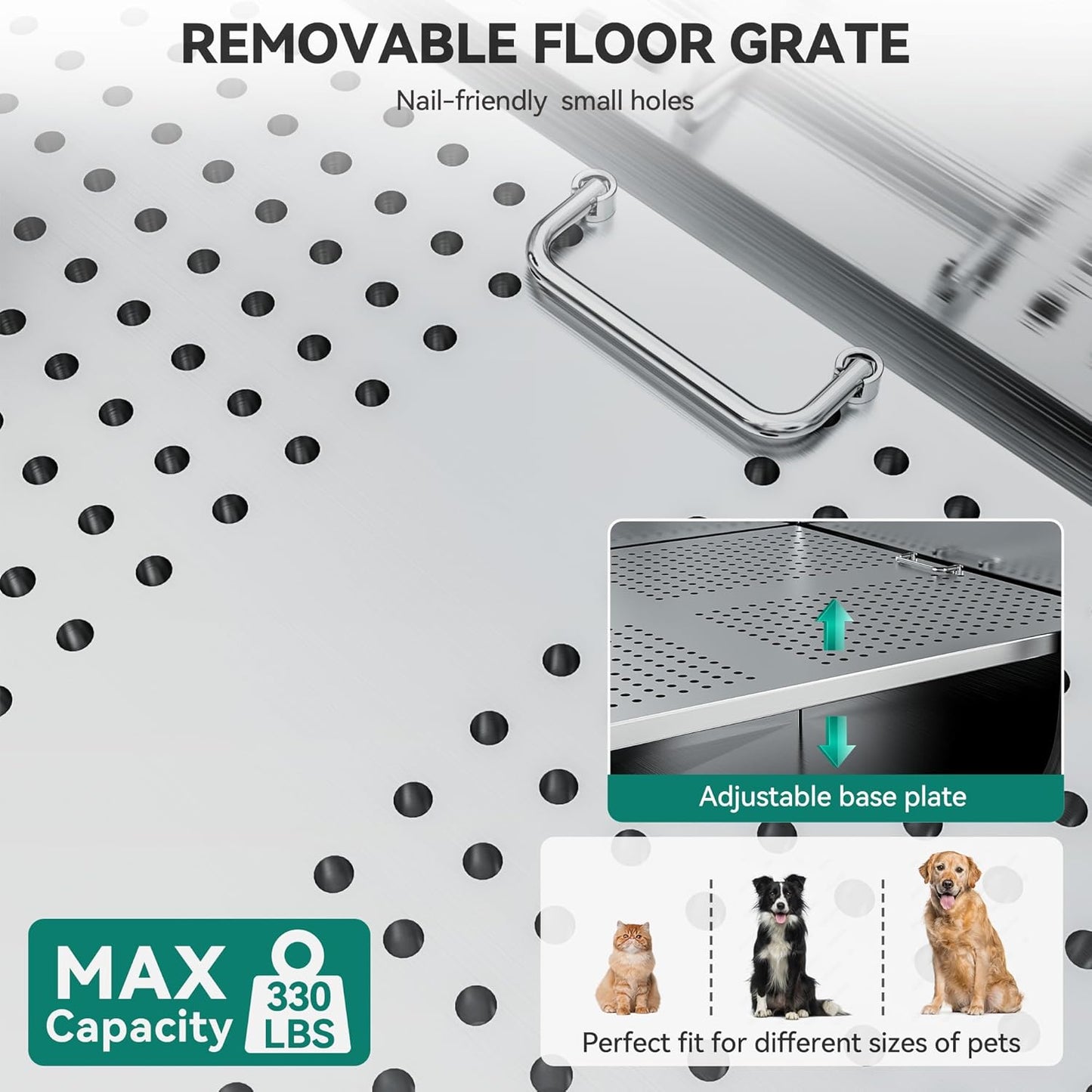 YITAHOME Dog Bathing Station, Professional Stainless Steel 304 Dog Grooming Bathtub w/Left Stairs, Faucet, Floor Grate, 50in Pet Washing Station for Large, Medium, Small Pets