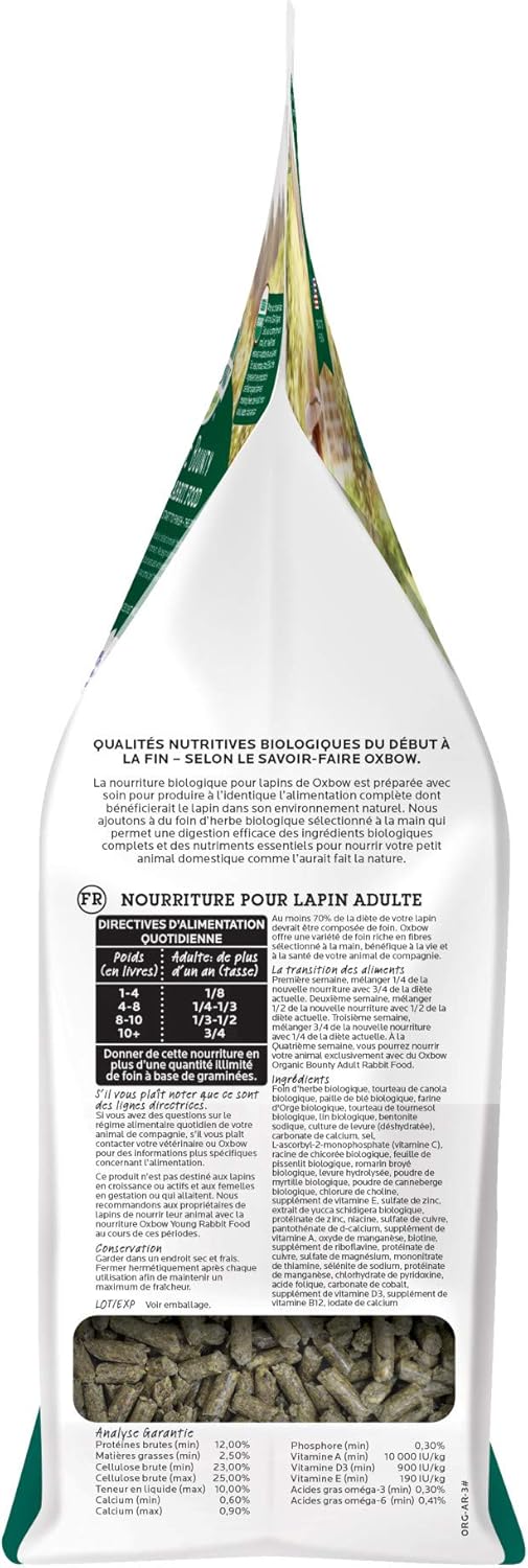 Oxbow Animal Health Organic Bounty Adult Rabbit Food - All Natural Rabbit Pellets - 3 lb.