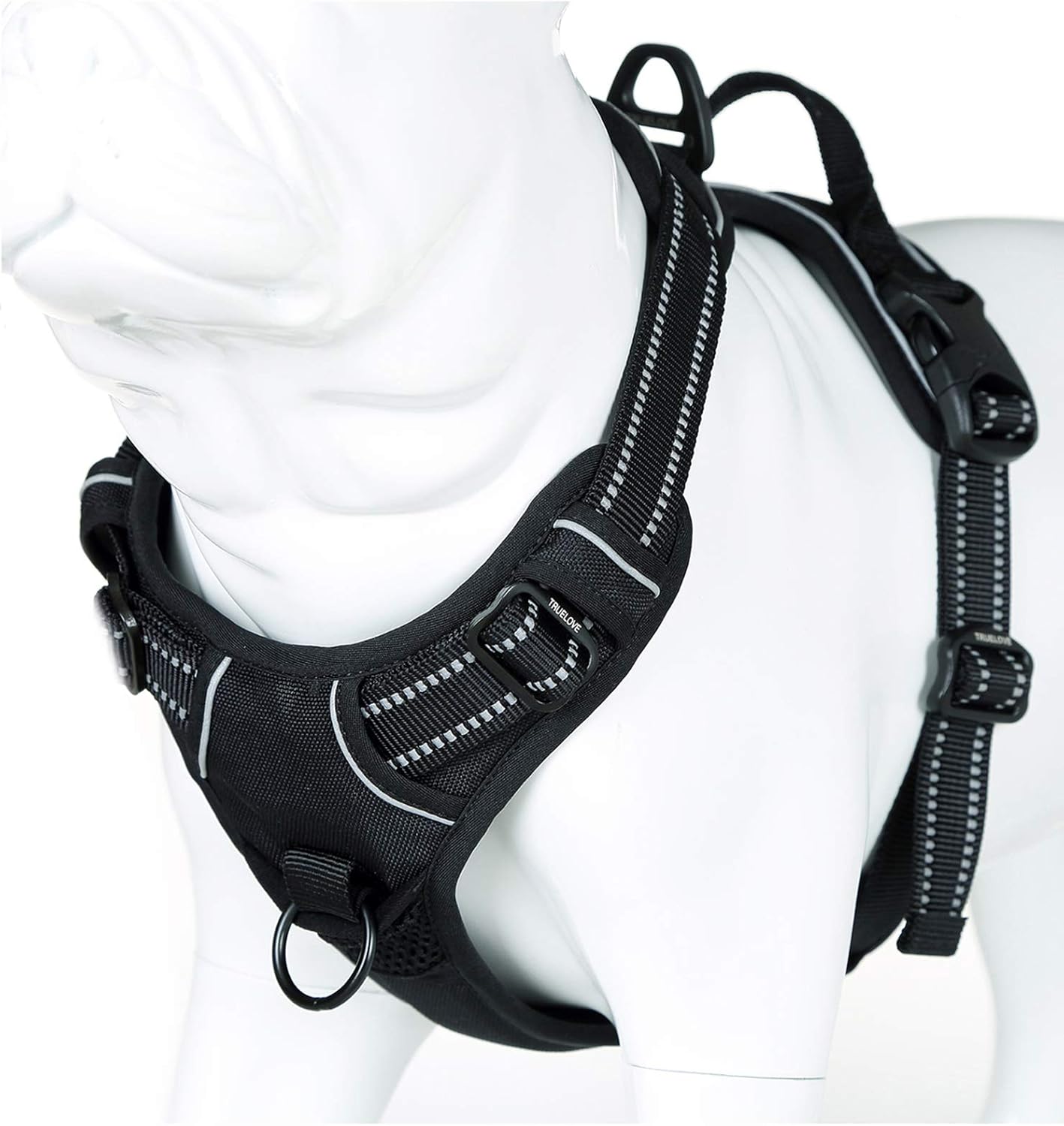 Truelove No Pull Dog Harness with Easy Control Handle and 2 Leash Attachments,Reflective Adjustable Pet Vest
