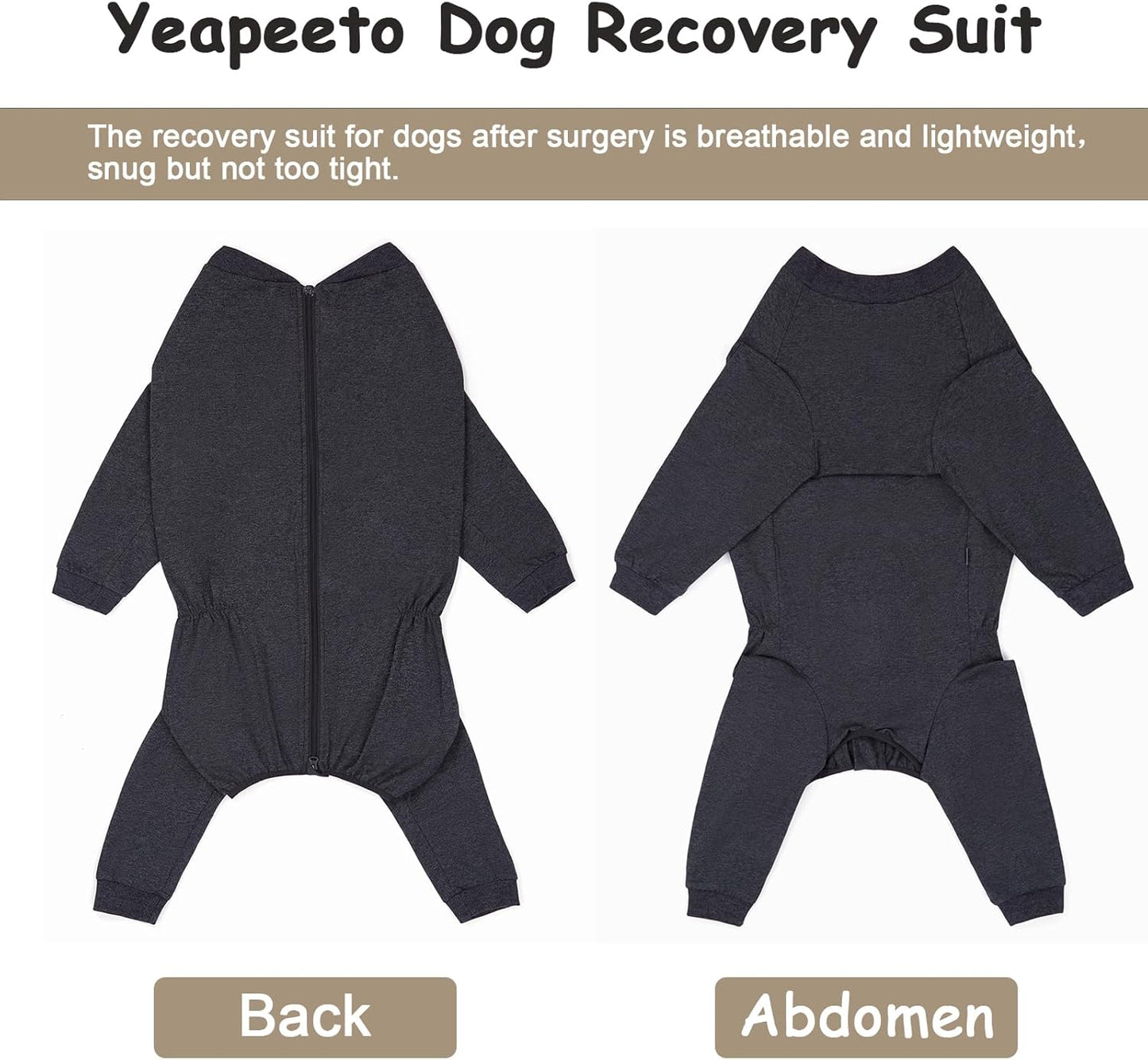Yeapeeto Dog Onesie Surgery Recovery Suit for Large Medium Bodysuit Dogs Pajamas PJS Full Body for Shedding, Prevent Licking, Wound Protection, Cone Alternative(7XL,Dark Grey)