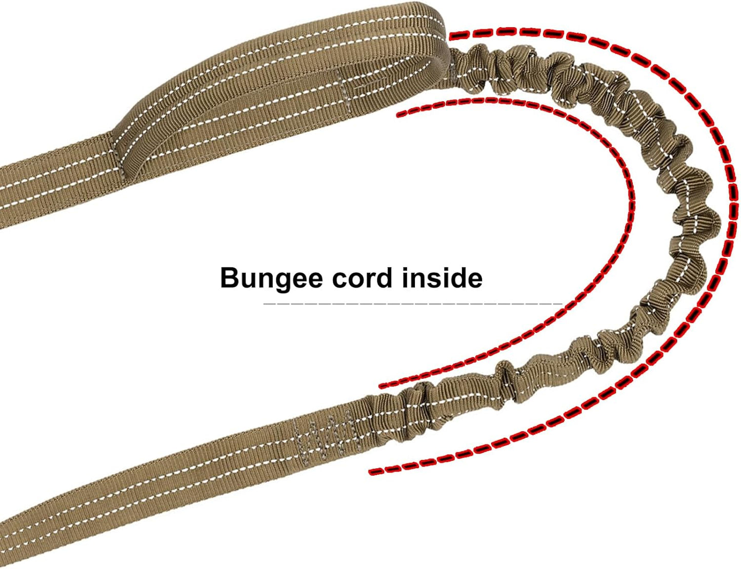 ICEFANG Tactical Dog Leash,K9 Training Walking Bungee Lead with 2 Control Handle,Heavy Duty Quick Release Metal Clasp,Hands Free D-Ring for Medium Large Dogs (6ft,Reflective Brown)