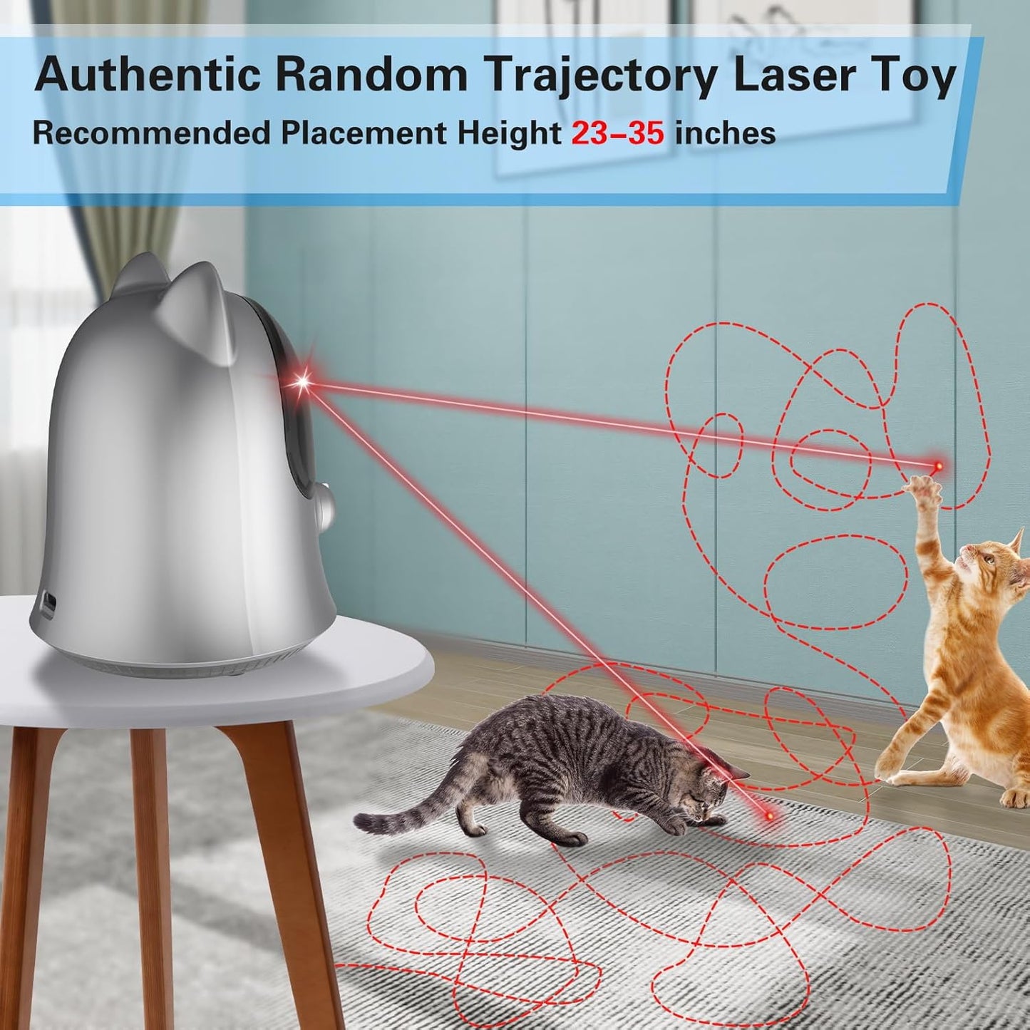 Cat Laser Toys for Indoor Cats, Random Trajectory Laser Cat Toy, Interactive Cat Toys for Bored Indoor Adult Cats/Kittens/Dogs (Silver)
