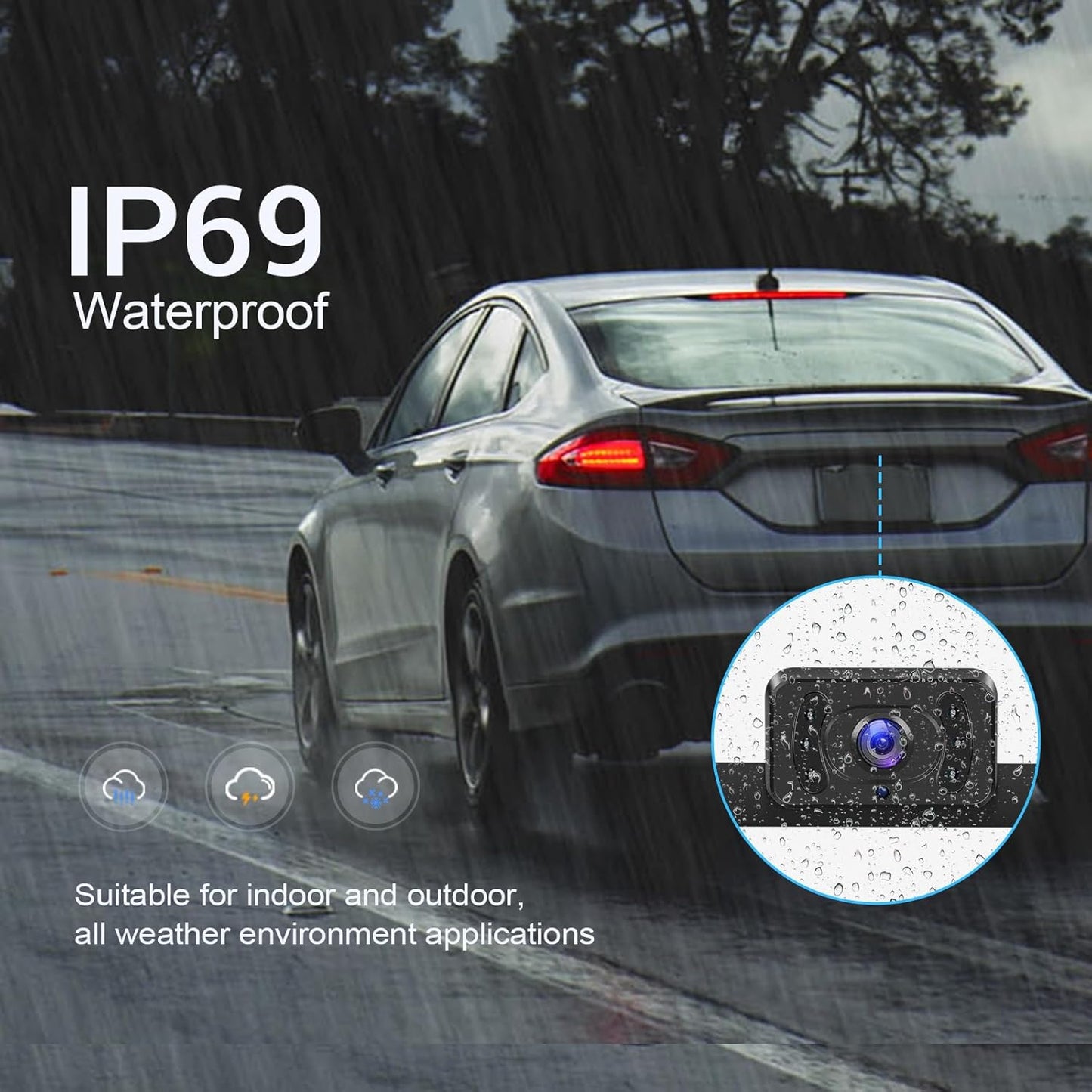 Hikity Wireless Backup Camera 5 Inch Rear View Camera Monitor Kit-Digital Stable Signal, DIY Guide Lines, IP69 Waterproof, Super Night Vision, Wireless Reverse Camera for Cars