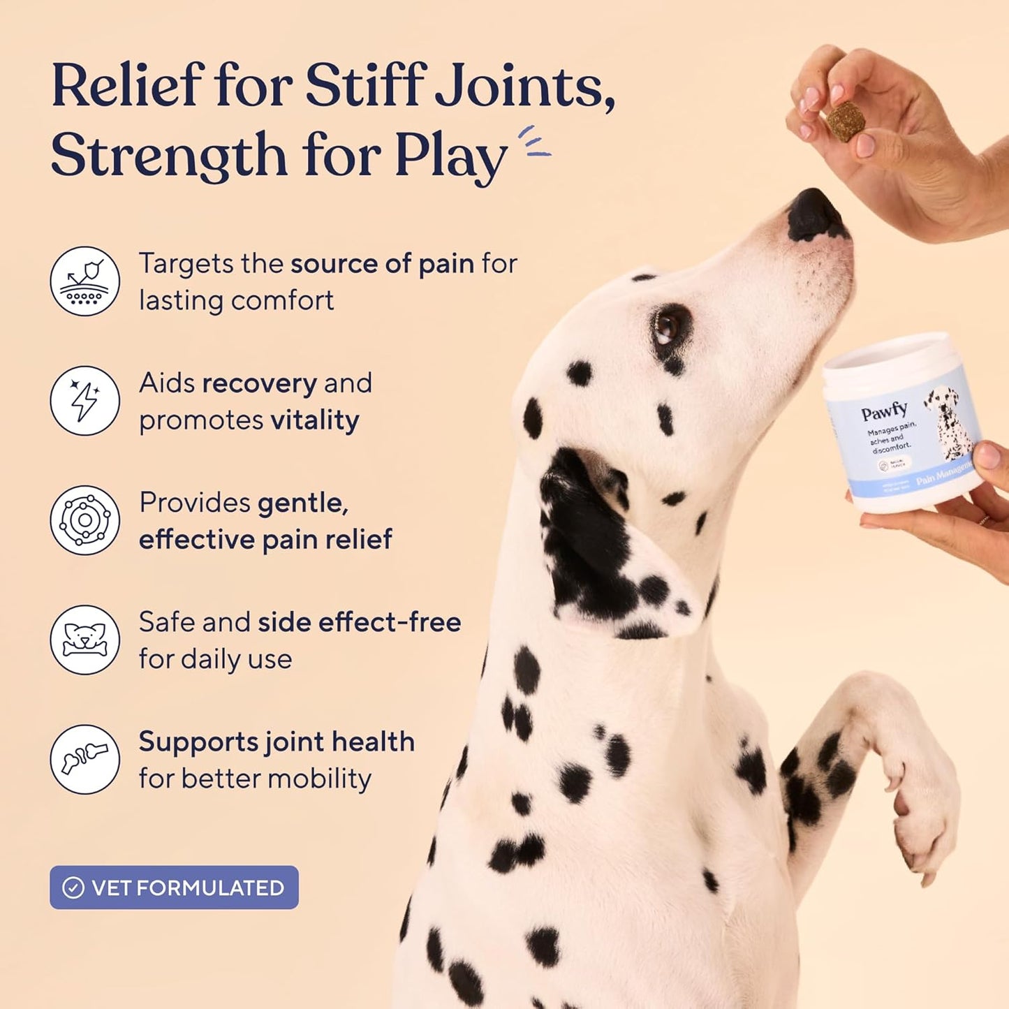 Pawfy Advanced Pain Management - Essential Vitamins & Supplements with Omega 3 |Joint Supplement for Dogs - Supports Hip & Joint Health for Small, Medium, Large Breeds | 30 Fast-Acting Chews