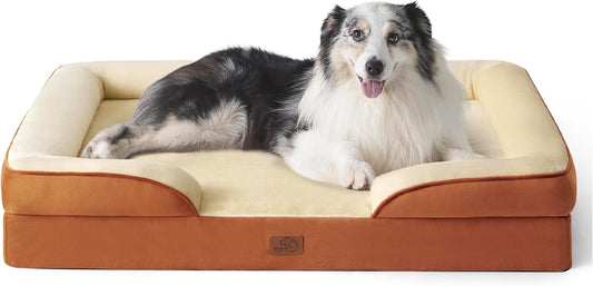 Bedsure XL Orthopedic Dog Bed for Extra Large Dogs - Washable XLarge Dog Cat Bed Waterproof, Comfort Dogs Couch Sofa with Washable Removable Cover, Pet Bed with Nonskid Bottom, Ember Clay, 42"