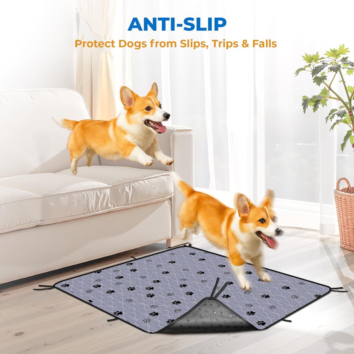 Fostanfly Washable Dog Pee Pads Extra Large 72''x80'' Instant Absorb Training Pads, Non-Slip Pet Playpen Mat Waterproof Reusable Floor Mat for Puppy/Senior Dog, Housebreaking & Incontinence