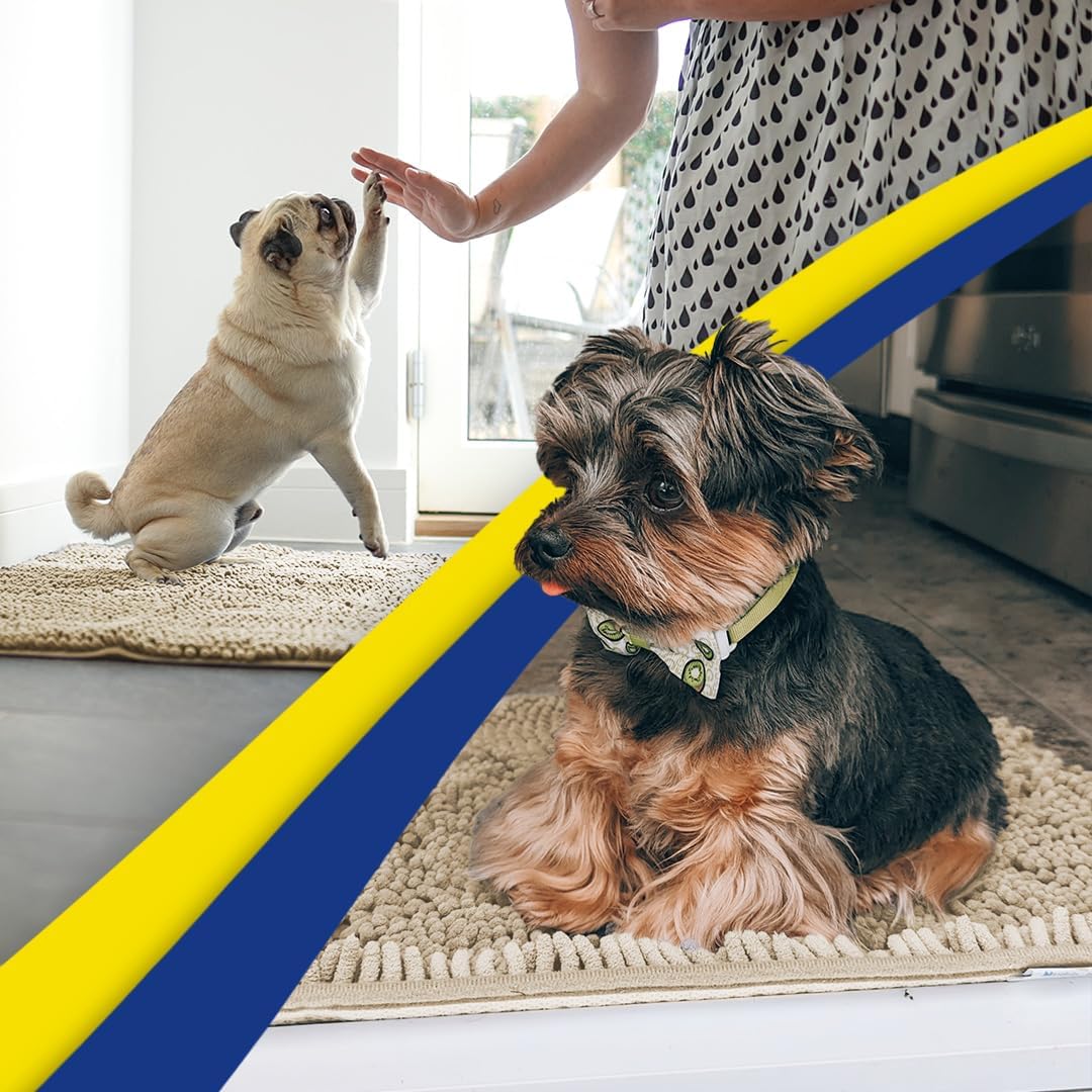 Muddy Mat® Shown on TV – Super Absorbent Microfiber Dog Door Mat for Muddy Paws, Non-Slip Washable Pet Rug, Quick Dry Chenille Entryway Carpet, Machine Washable Indoor Outdoor mat, Beige 35"x24"