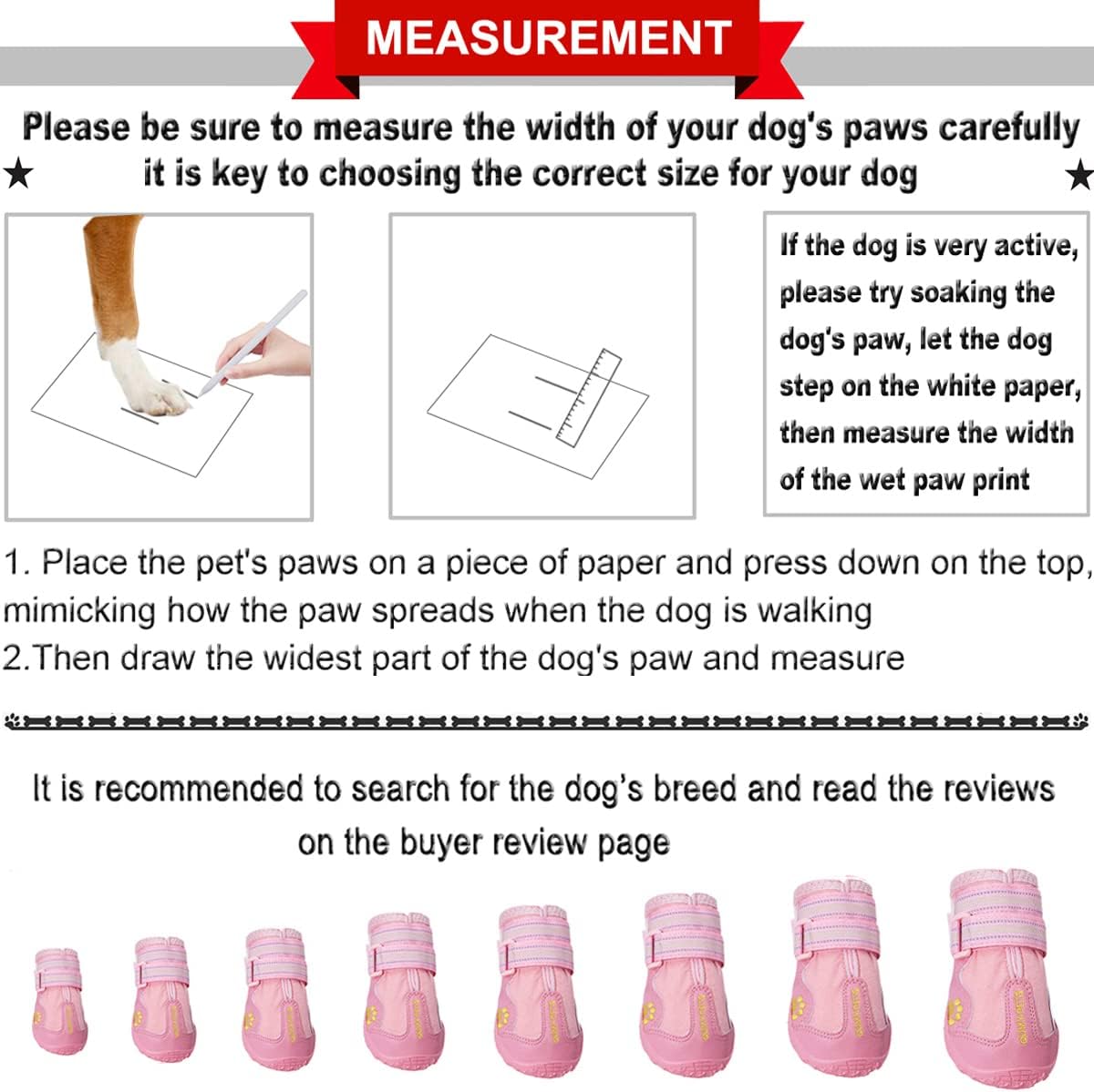 QUMY Dog Shoes for Large Dogs, Medium Dog Boots & Paw Protectors for Winter Snowy Day, Summer Hot Pavement, Water-Resistant in Rainy Weather, Outdoor Walking, Indoor Hardfloors Skid-Resistant Sole