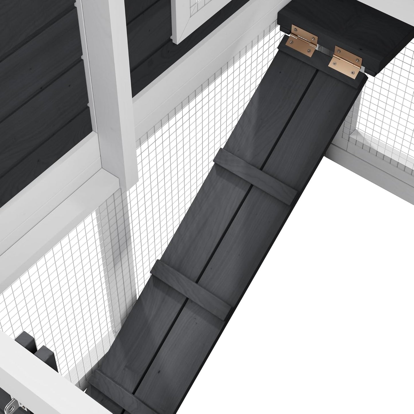 Bunny Cage Premium Rabbit Hutch with Leak-Proof Roof, 2-Story Bunny House for Guinea Pigs & Hamster,Wooden Chicken House with Deep Pull-Out Tray, Waterproof Chicken Coop for Outside (Grey)