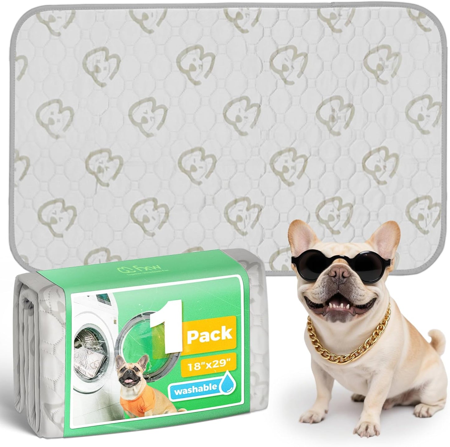 FXW Washable Pee Pads for Dogs, Puppy Pads with Super Absorbent, Specifically Designed for 30inch Cages, 29" × 18" Rectangle, Khaki, 1 Pack