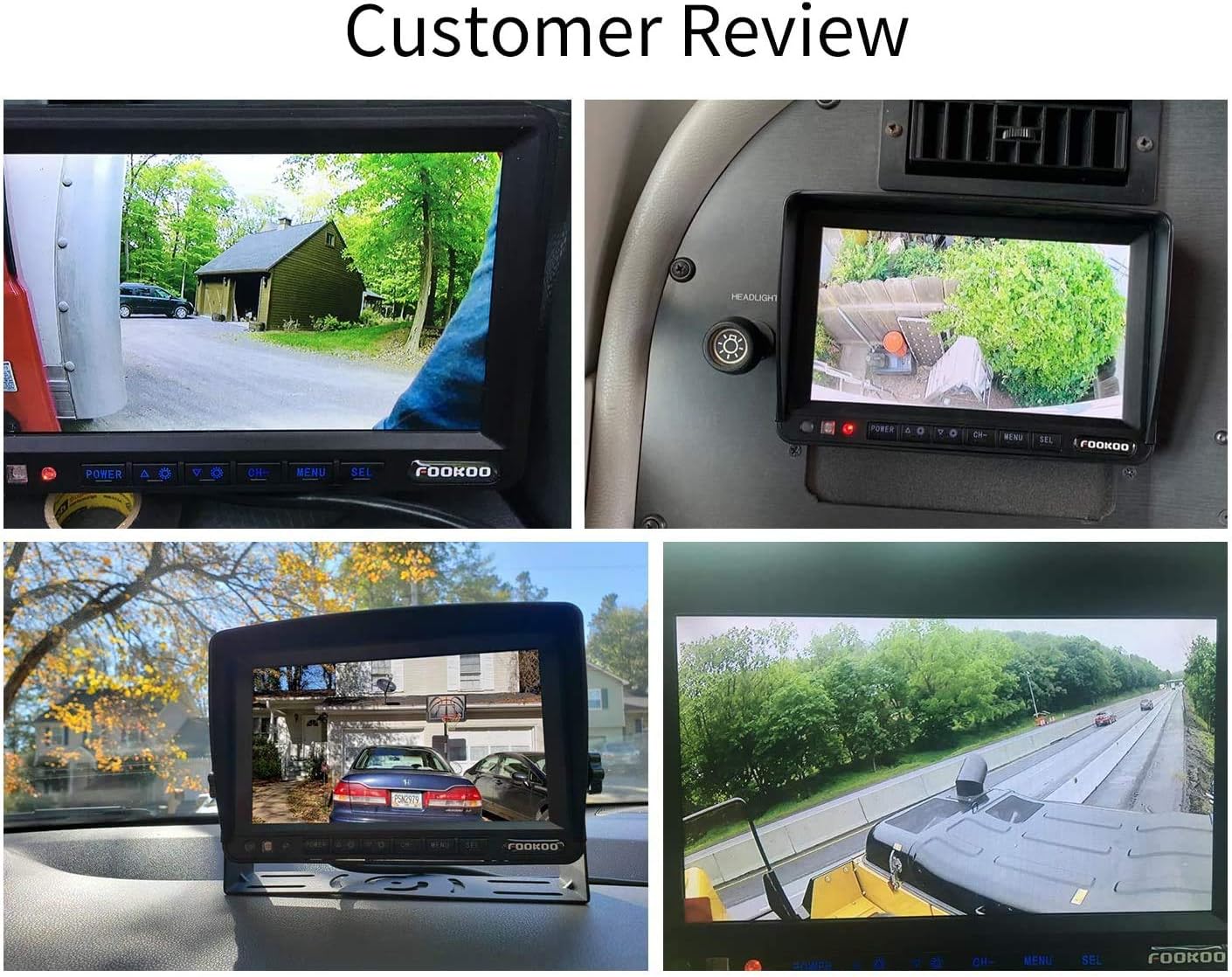 Fookoo Ⅱ 7" HD 1080P Wired Backup Camera System, 7-inch Dual Split Screen Monitor W/Recording IP69 Waterproof Front View Rear View Camera Parking Lines for Truck/Trailer/RV/Skid Steer (FHD2)