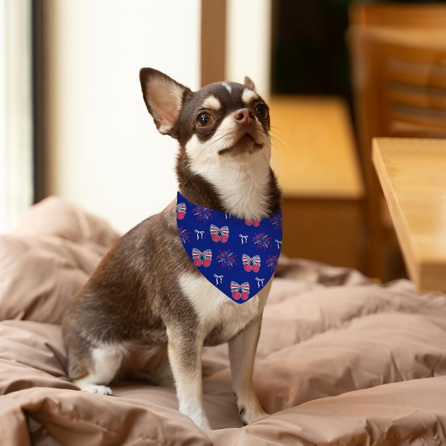 2 Pcs Patriotic Dog Bandana, American Flag Dog Bandana, Independence Day Puppy Scarf Kerchief Bandana for Medium Pet Dogs On Birthday, Gifts for Puppy, Red White and Blue Bandanas
