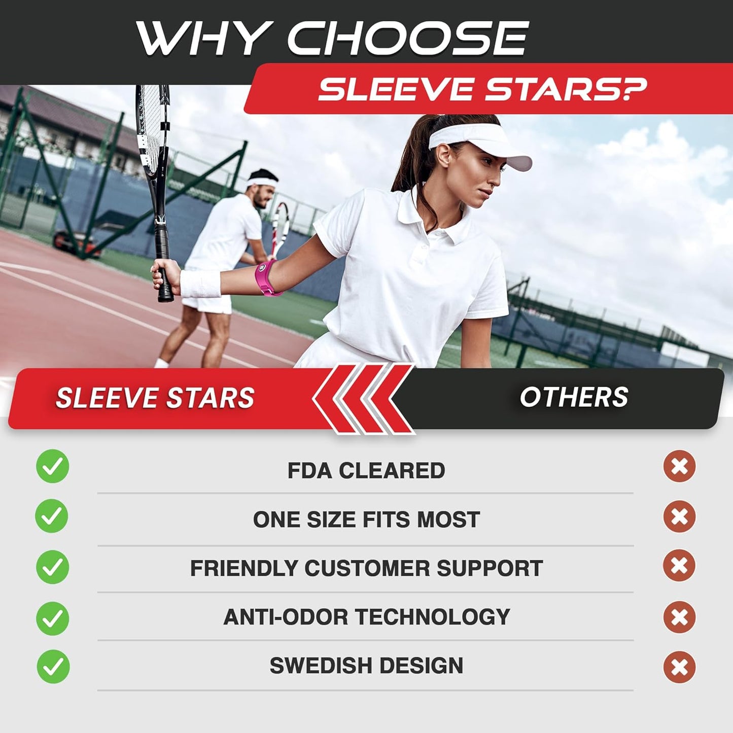 Sleeve Stars Tennis Elbow Brace for Women - Adjustable Tennis Elbow Strap, Golfers Elbow Brace for Men, Counterforce Brace for Tennis Elbow for Tendonitis Relief, Fits 9"-23" (Pair/Hot Pink)