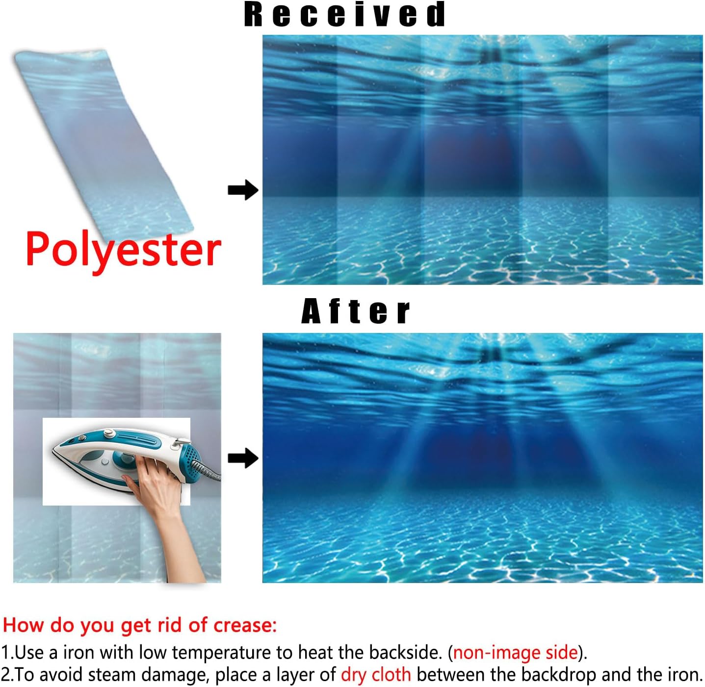 Natural Undersea Aquarium Background, Underwater Ocean Sunlight Fish Tank Background 48X18IN with 8 EVA Double-Sided Tape