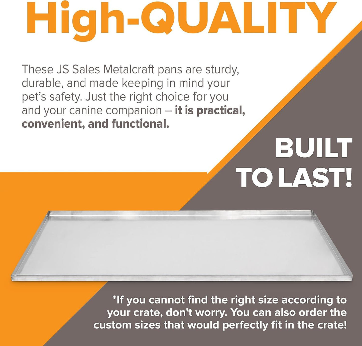 34.65" x 22.17" Metal Replacement Dog Crate Pan Chew Proof Crack Proof Pet Kennel Tray Central Dog Training Crate Pan Pet Supplies, Galvanized, 1" H