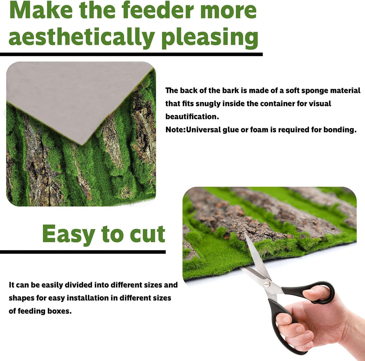 15.75x11.81in Reptile Terrarium Cork Background,Bearded Dragon Tank Bark Backdrop Wall Decor with Artificial Moss for Gecko Lizard Tortoise Frog Chameleon(1Pcs)