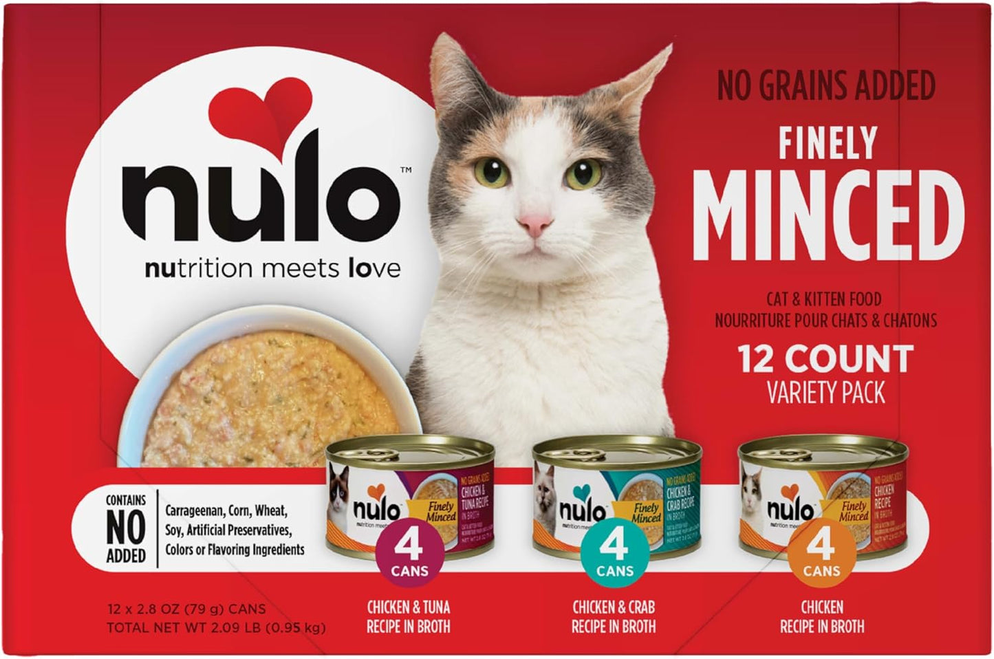 Nulo Finely Minced Variety Flavor Wet Canned Cat Food, 2.8 Ounce (Pack of 12)