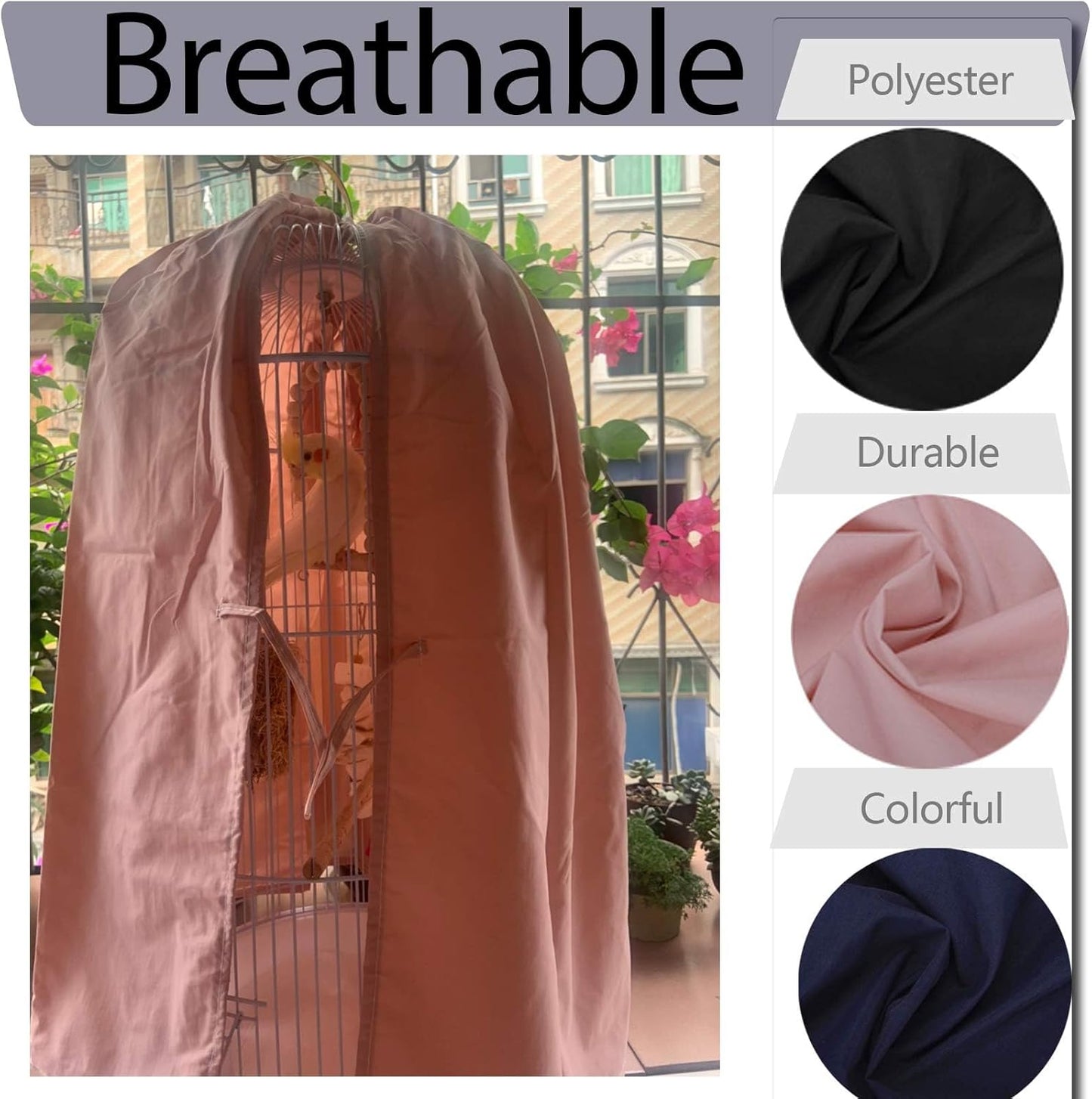 QBLEEV Round Parrot Birdcage Cover Pet Universal Blackout Cage Cover Shade Windproof Light-Proof Sleep Reduces Distractions Night Accessories Cloth Without Cage