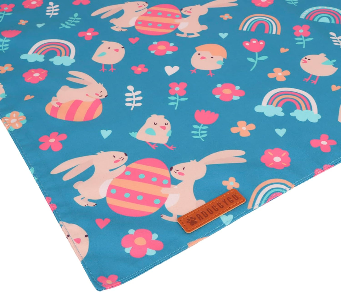 ADOGGYGO Easter Dog Bandanas, Rabbit Carrot Puppy Scarf, Multi Size Offered, Orange Blue Easter Bandana for Small Dogs Pets (Small)