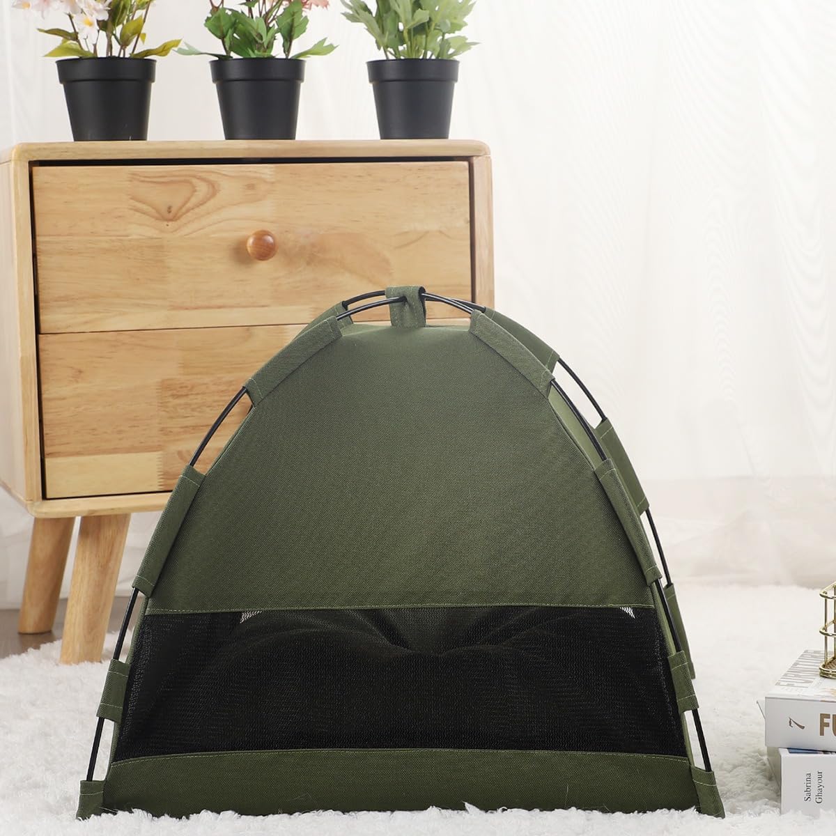 Cat Tent – Lightweight & Breathable Waterproof Shelter Designed for Indoor/Outdoor Adventures, Giving Your pet Safe Outdoor Exploration Joy. (Olive Drab, 13.8×13.8 in)