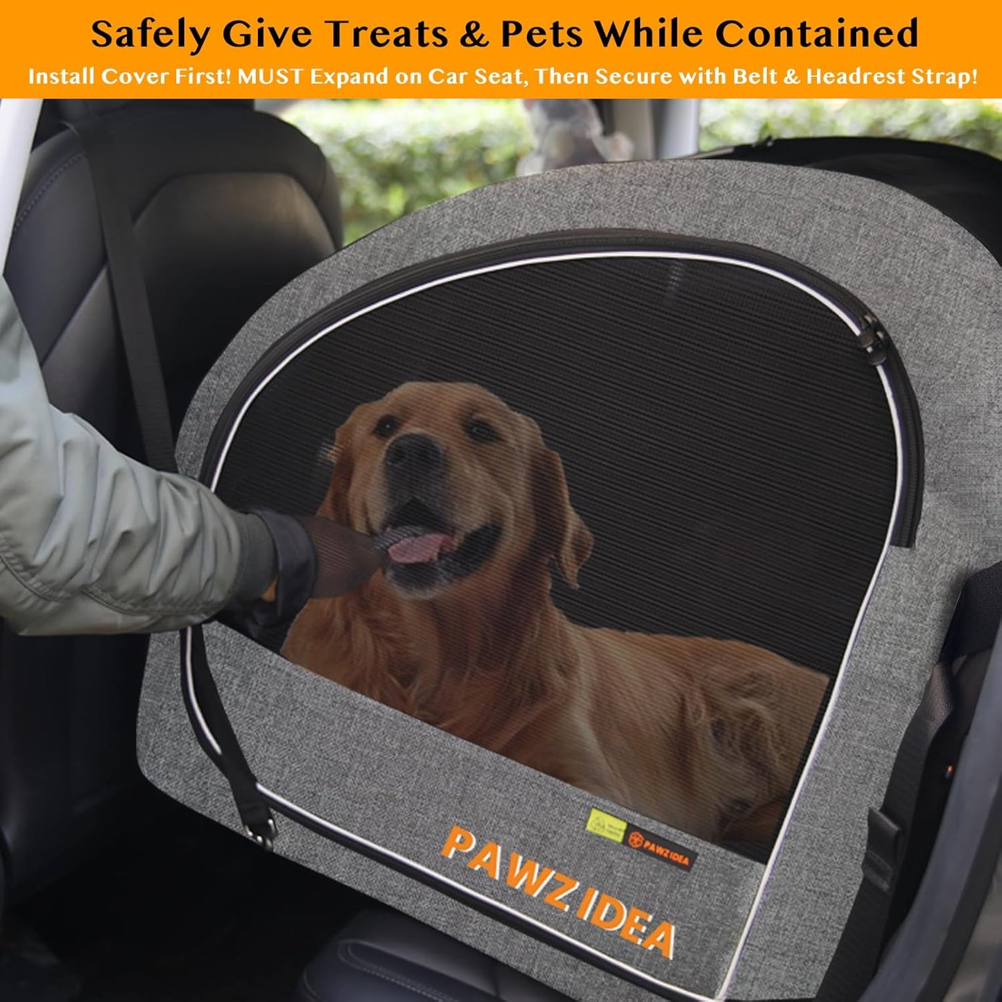 PAWZIDEA Dog Stroller for Large Dogs, Pet Stroller with Detachable Carrier for Portable Dog Crate for Car Seat, Foldable Dogs Jogger Strollers, All Terrain 9” Wheels, Adjustable Handle, Up to 80lbs