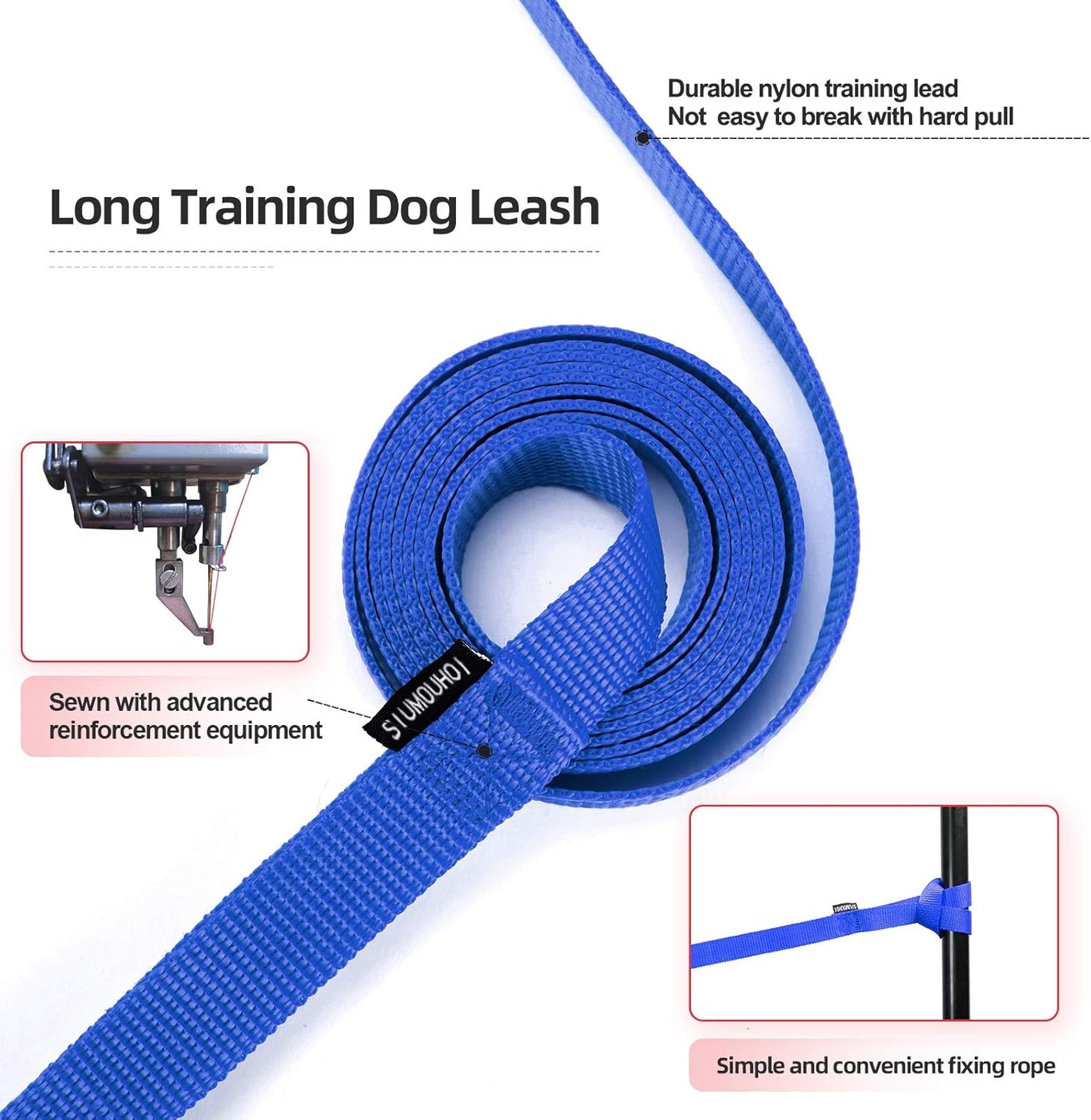 Dog/Puppy Obedience Recall Training Agility Lead - 30ft Long Training Leash，3/4in Wide - Great for Play, Camping, or Backyard（Blue，30 Feet