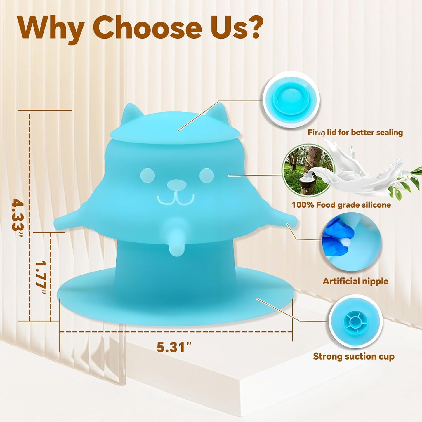 Puppy Milk feeders for Nursing, Puppy Milk Water Bowl, 4 Nipples Silicone Pet Feeding Station, 230ml Feeder Bowl for Kittens, Puppies (Blue)