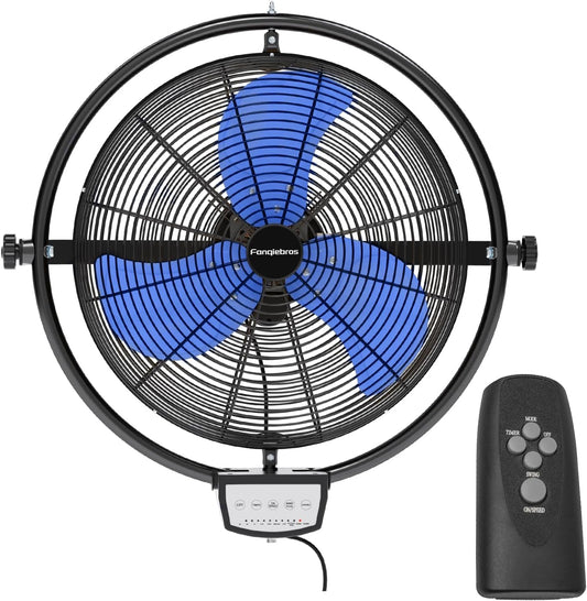 20 IN 5500 CFM Remote Control Wall Mount Fan, 3 Speed High Velocity Wall Fan with Timer, Oscillation & Tilting, Air Circulator for Garage, Commercial, Greenhouse, Warehouse & Gazebo Use, UL Listed