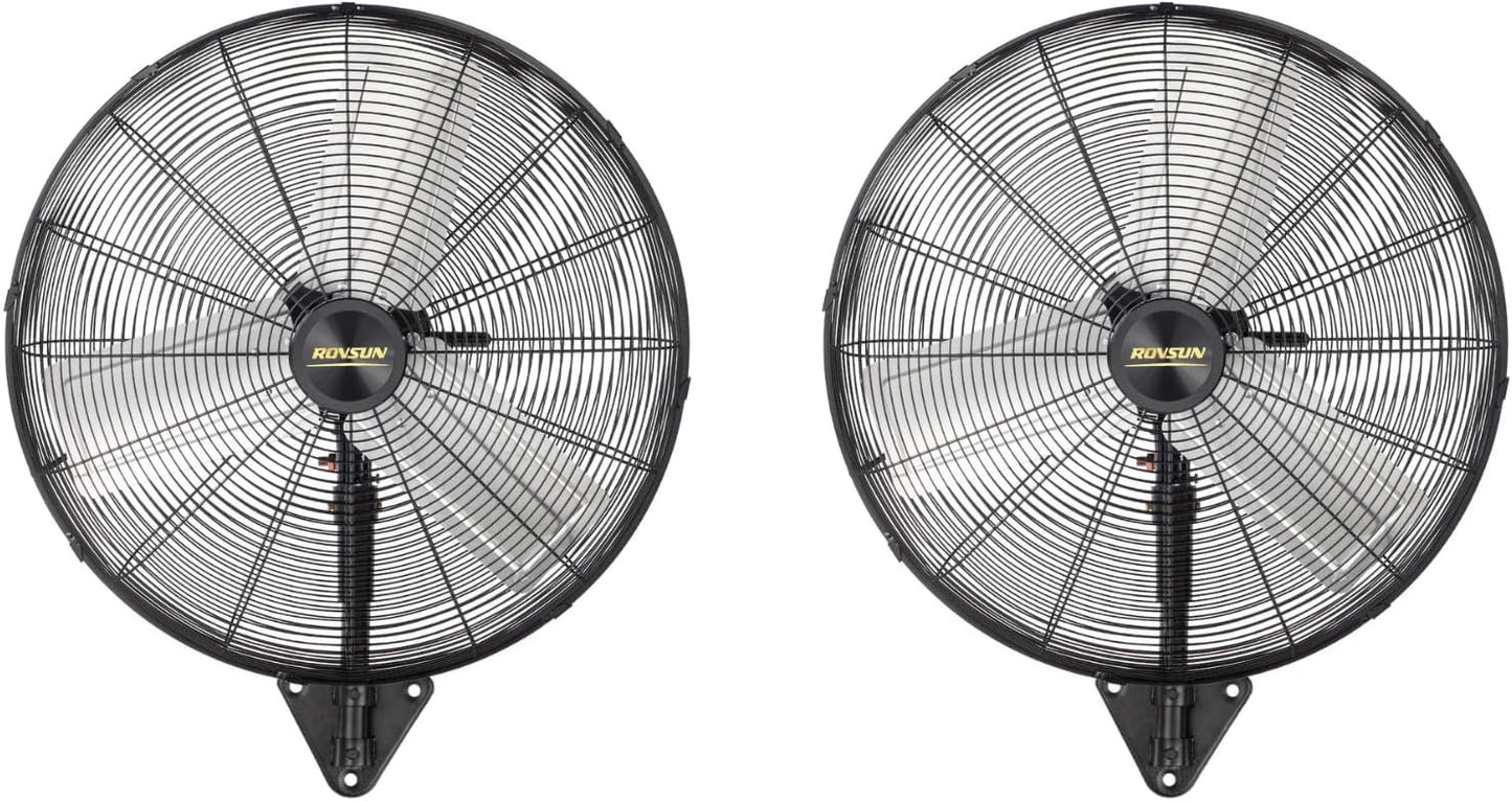 ROVSUN 30" Wall Mounted Fan, High Velocity Industrial Wall Fan with Wide Angle Oscillating, Commercial Ventilation Use, Suit for Garage, Shop, Greenhouse, Gym, UL Listed, 2-Pack