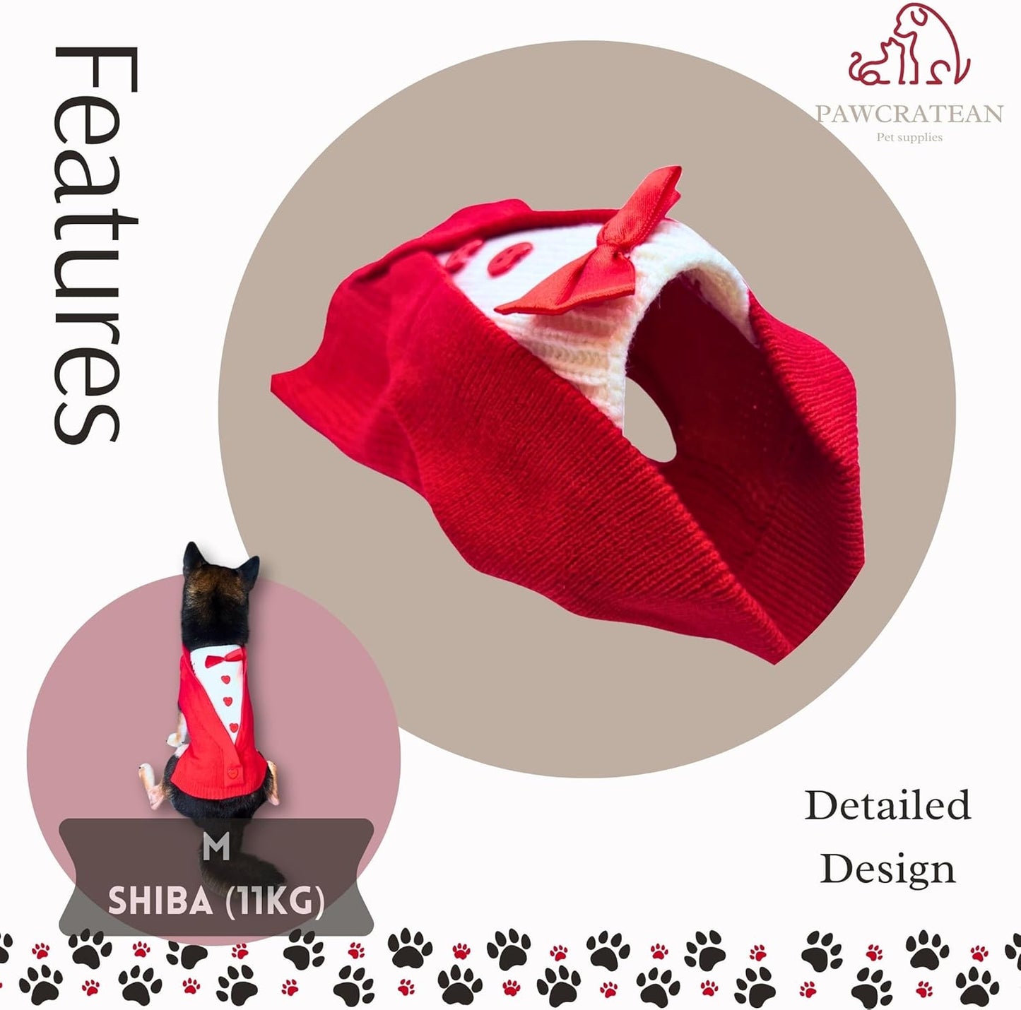 Cute Sweater for Dogs and Cats Soft Flannel Pet Outfit Warm and Cozy Animal Hoodie Small to Large Pet Clothes for Halloween Parties and Everyday Wear (X-Small, Red Bowtie)