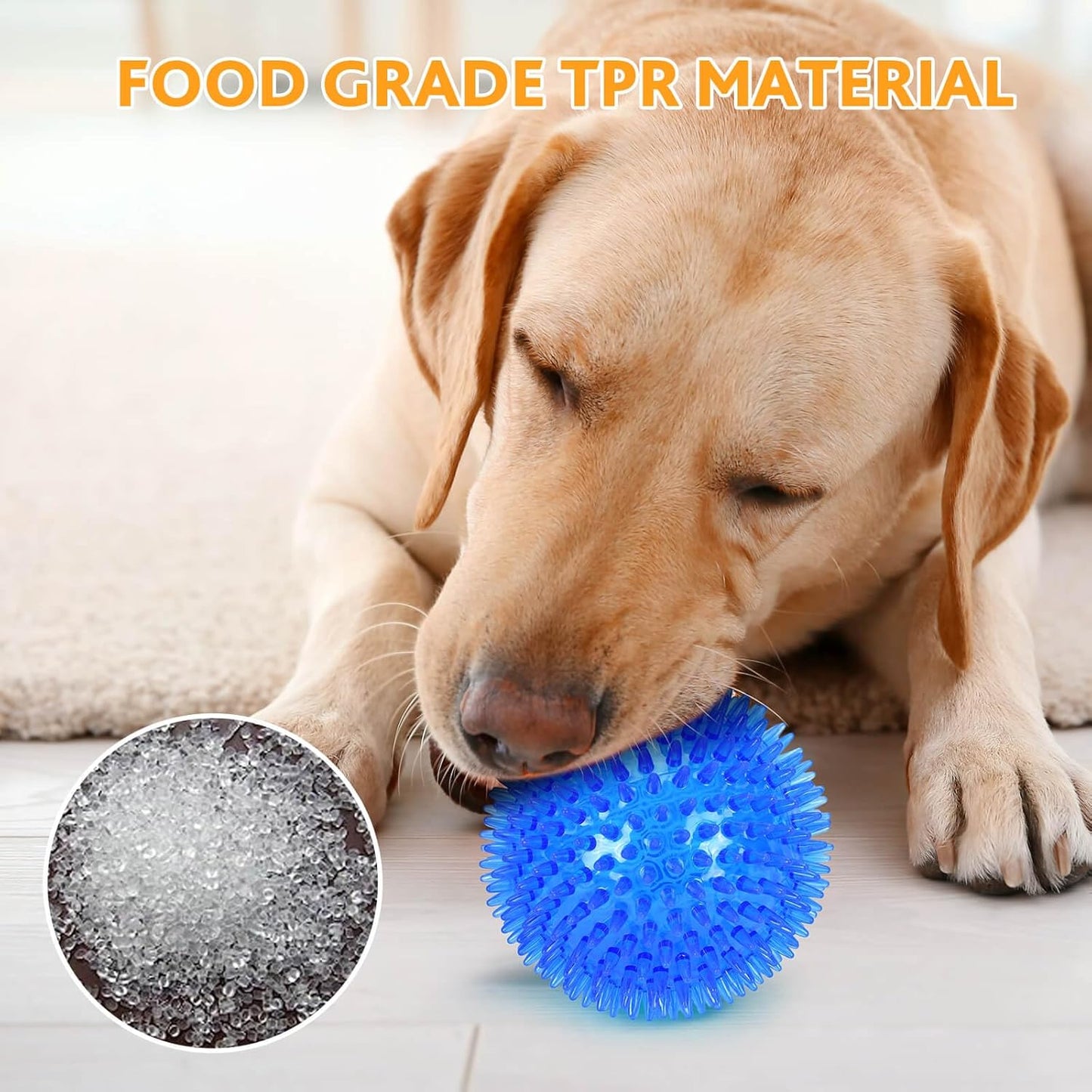 Petizer 2-Pack 4.5" Squeaky Dog Toy Balls, Floating Pool Balls, Spiky Balls, Interactive Fetch Toys for Puppy, Chew Toys (Large Dog)