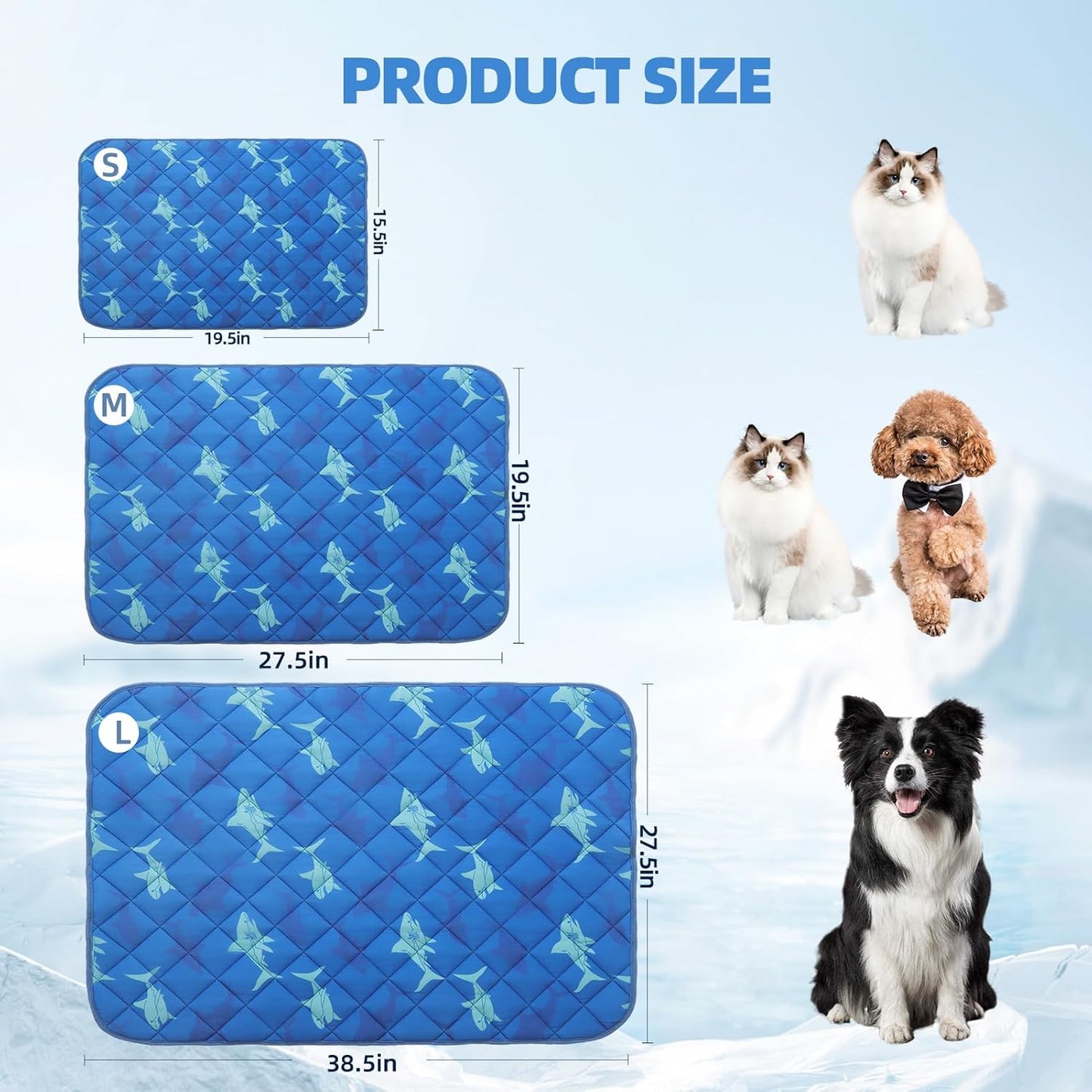 Homimp Dog Cooling Mat,19.5" x 27.5" Thicken Self-Cooling Mat for Dog&Cat,Internal Waterproof& Endothermic,Washable Pet Ice Cool Pad Blanket,Pet Sleeping Pad for Indoor Outdoor in Summer, Non-Toxic